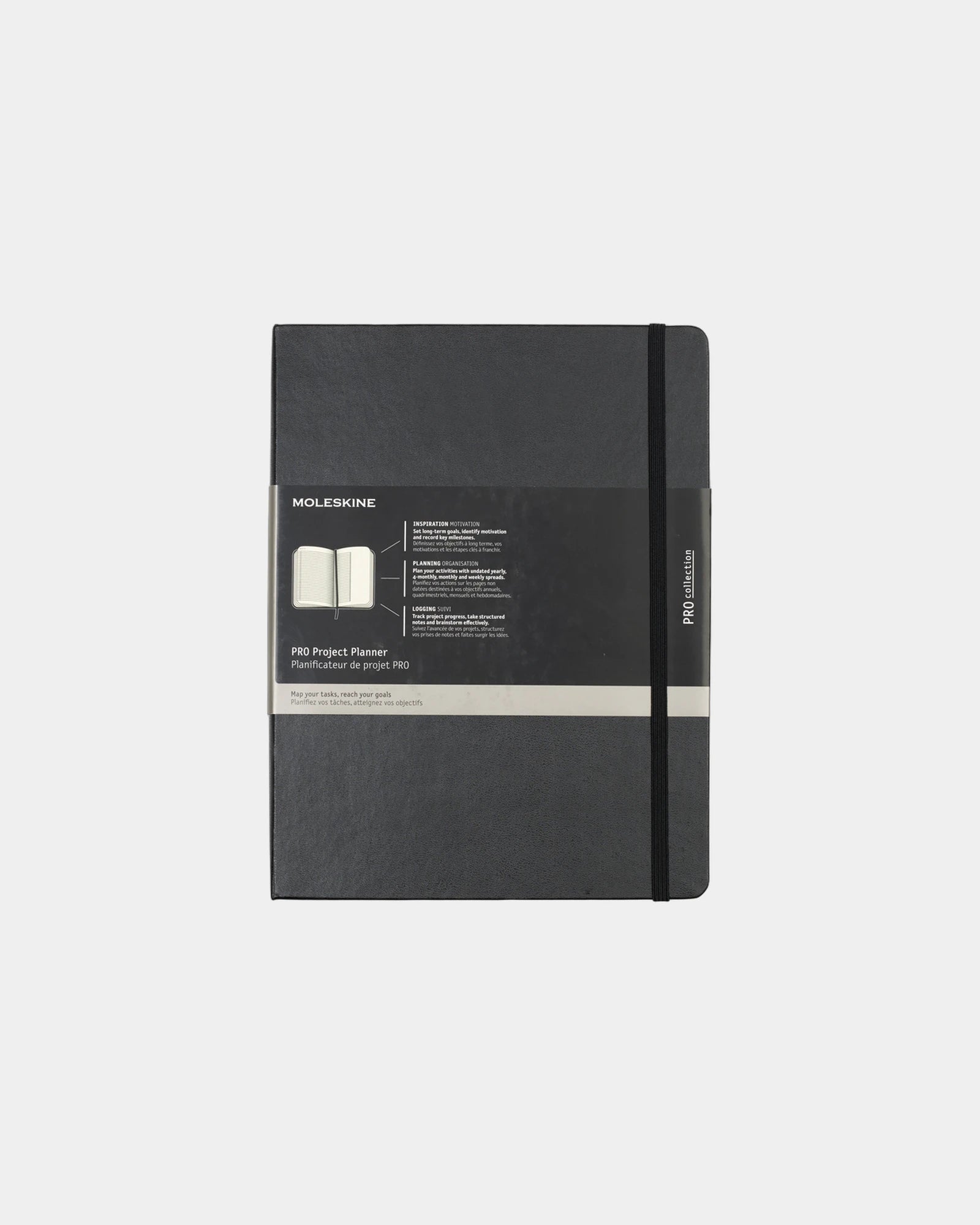 Custom hard cover Moleskine XL project planner - Black