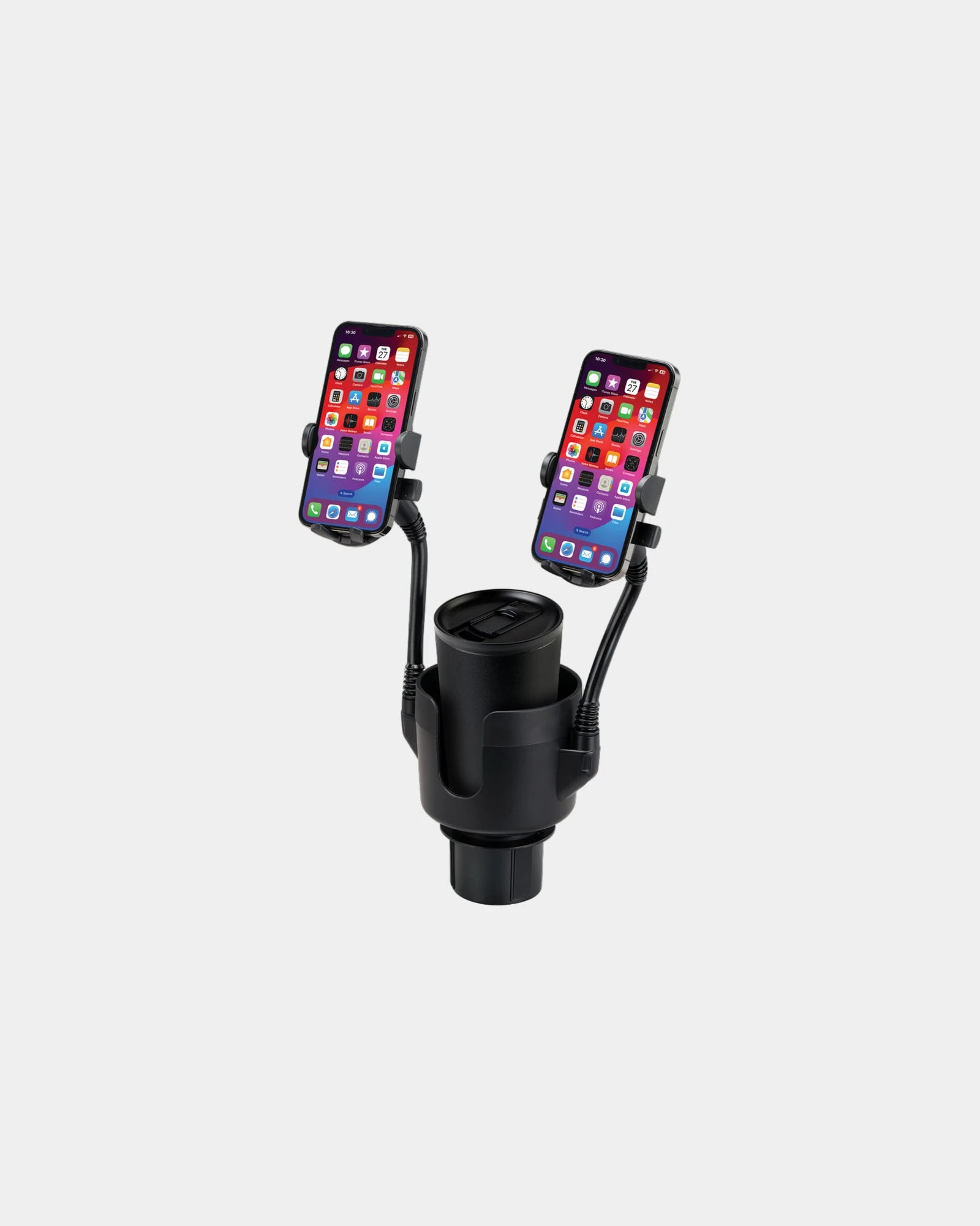 Promotional cup holder with dual phone mount accessory - 1