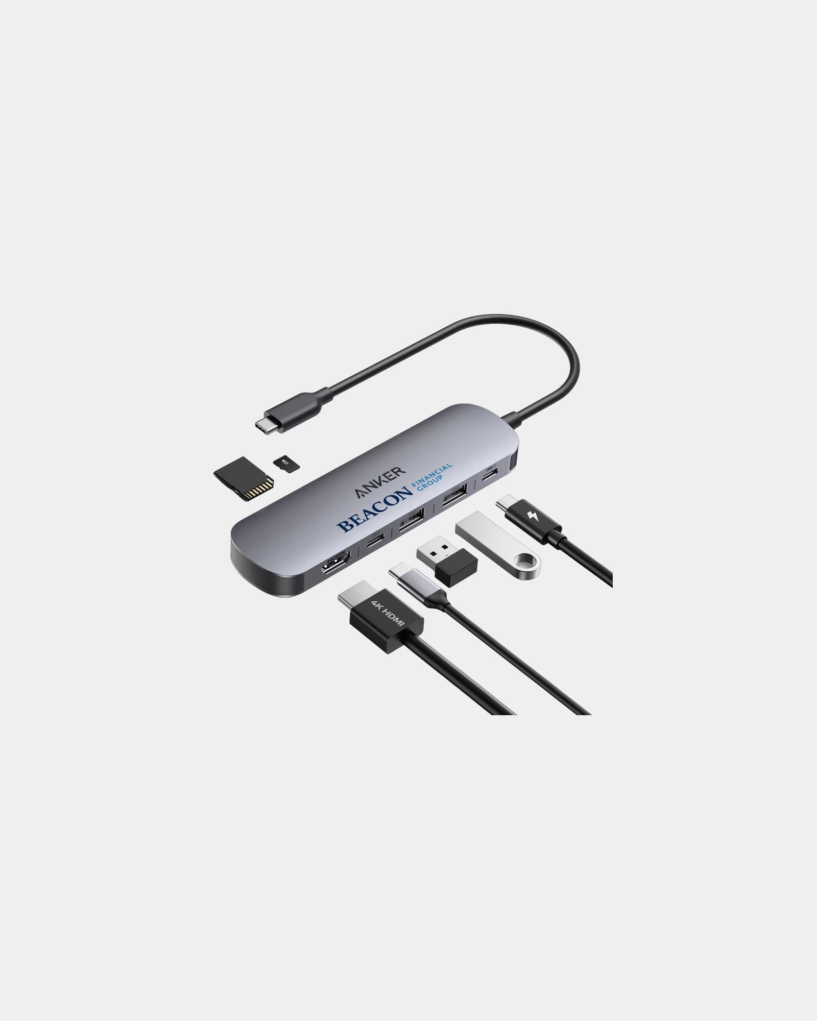 Custom aluminum Anker 7-in-1 USB-C hub adapter - 2