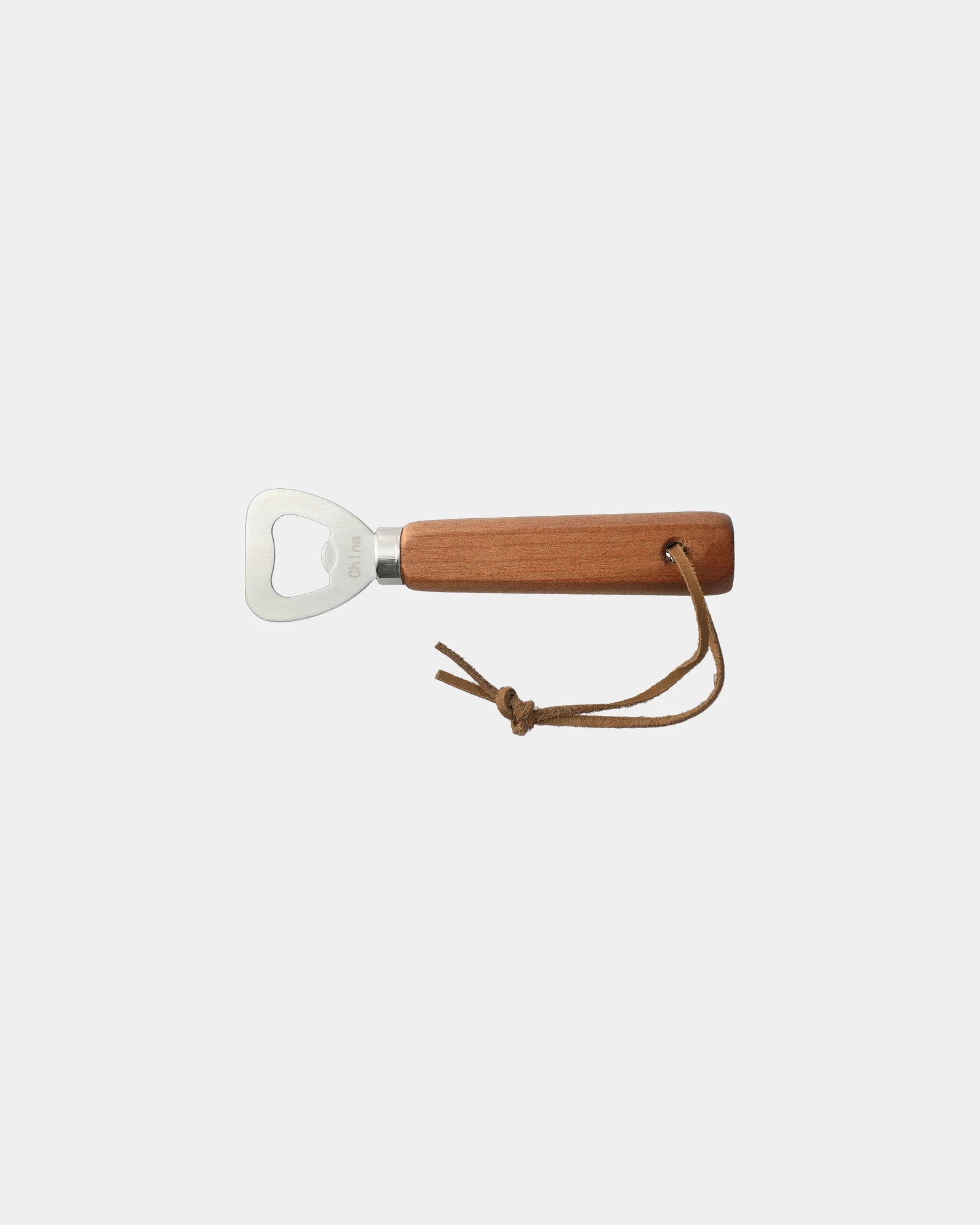 Custom wood bottle opener with leather wrist strap - 1
