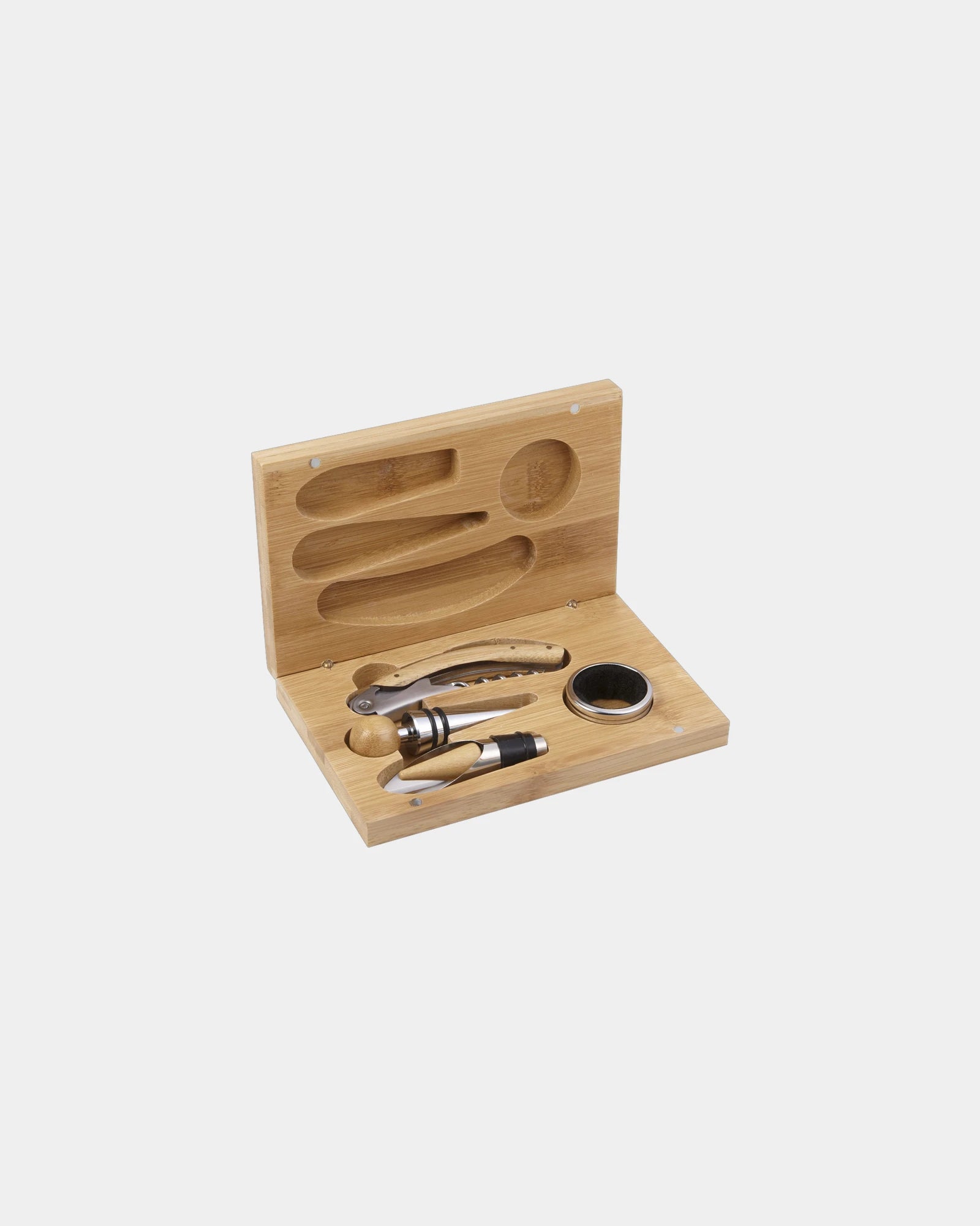 Custom bamboo 4-piece wine gift set with opener - 8