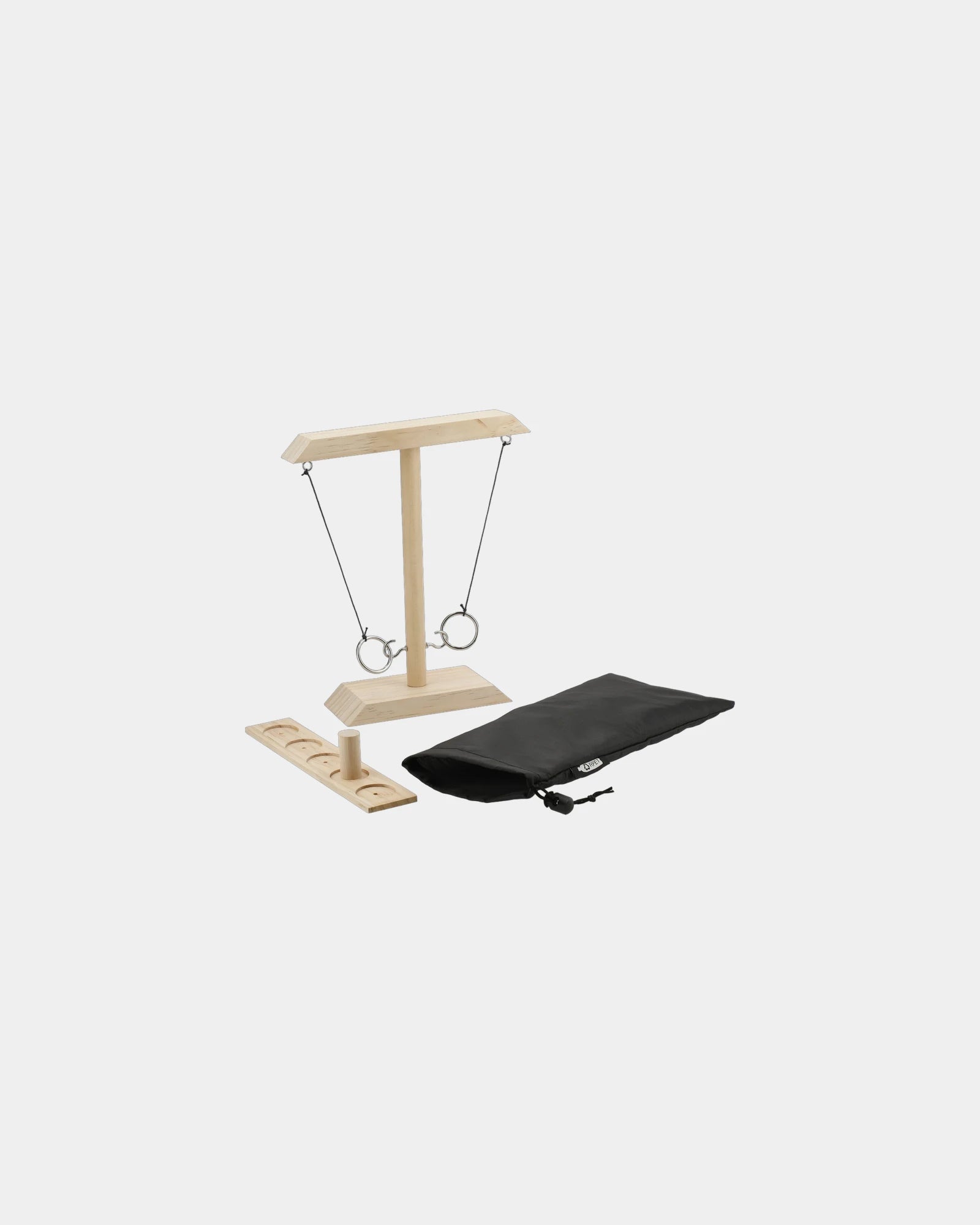 Custom wooden ring toss game with RPET storage bag - 1