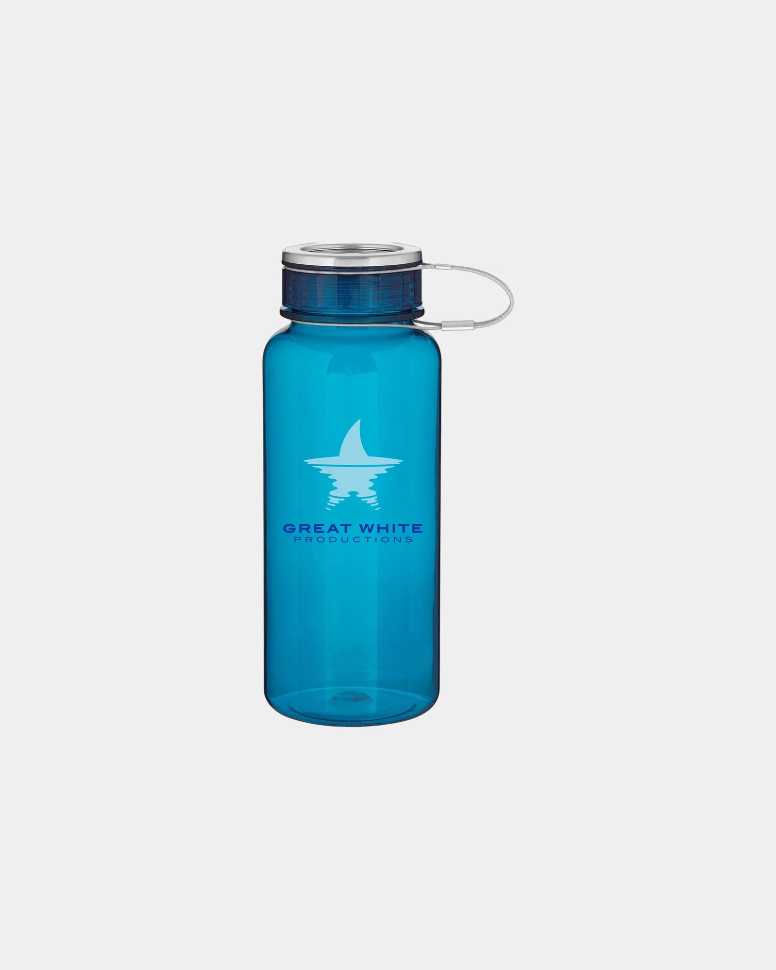 Custom 33.8-oz plastic water bottle with wire handle - Aqua