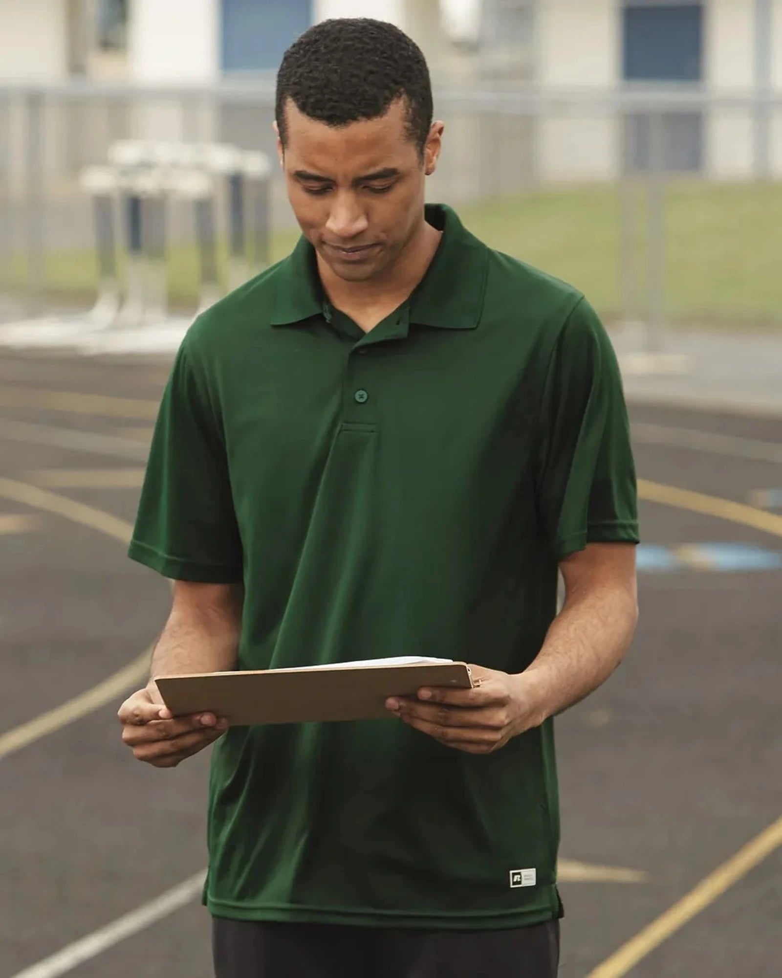 Custom moisture-wicking Russell Athletic Essential Polo - 1