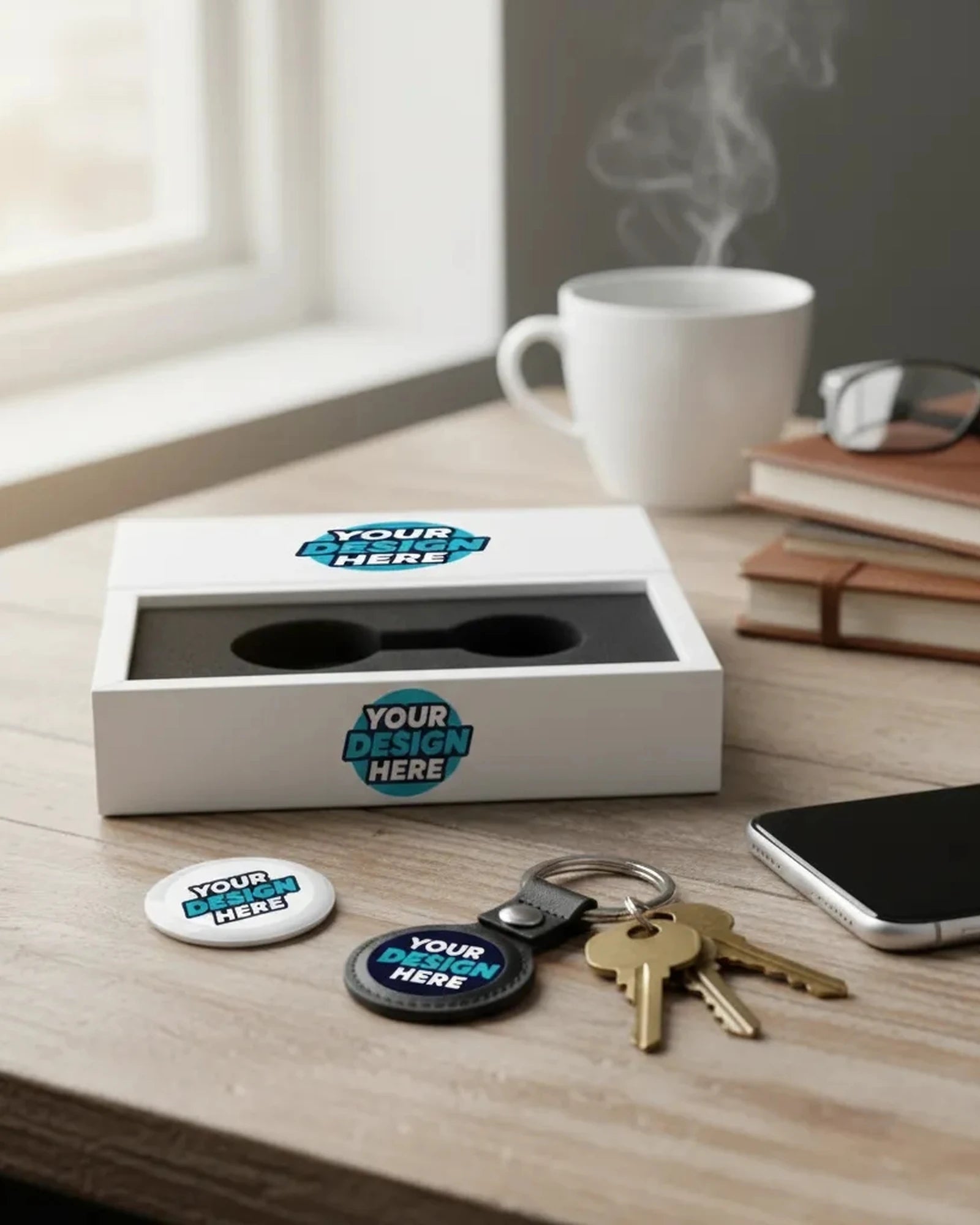 Custom tracker key tag gift box set with full-color print - 1