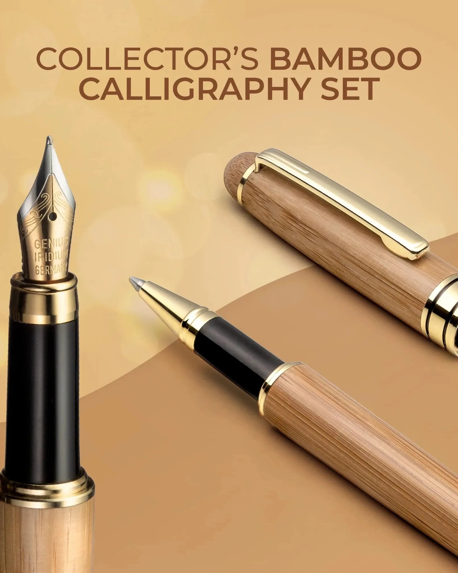Custom bamboo pen and case set with laser engraving - 1