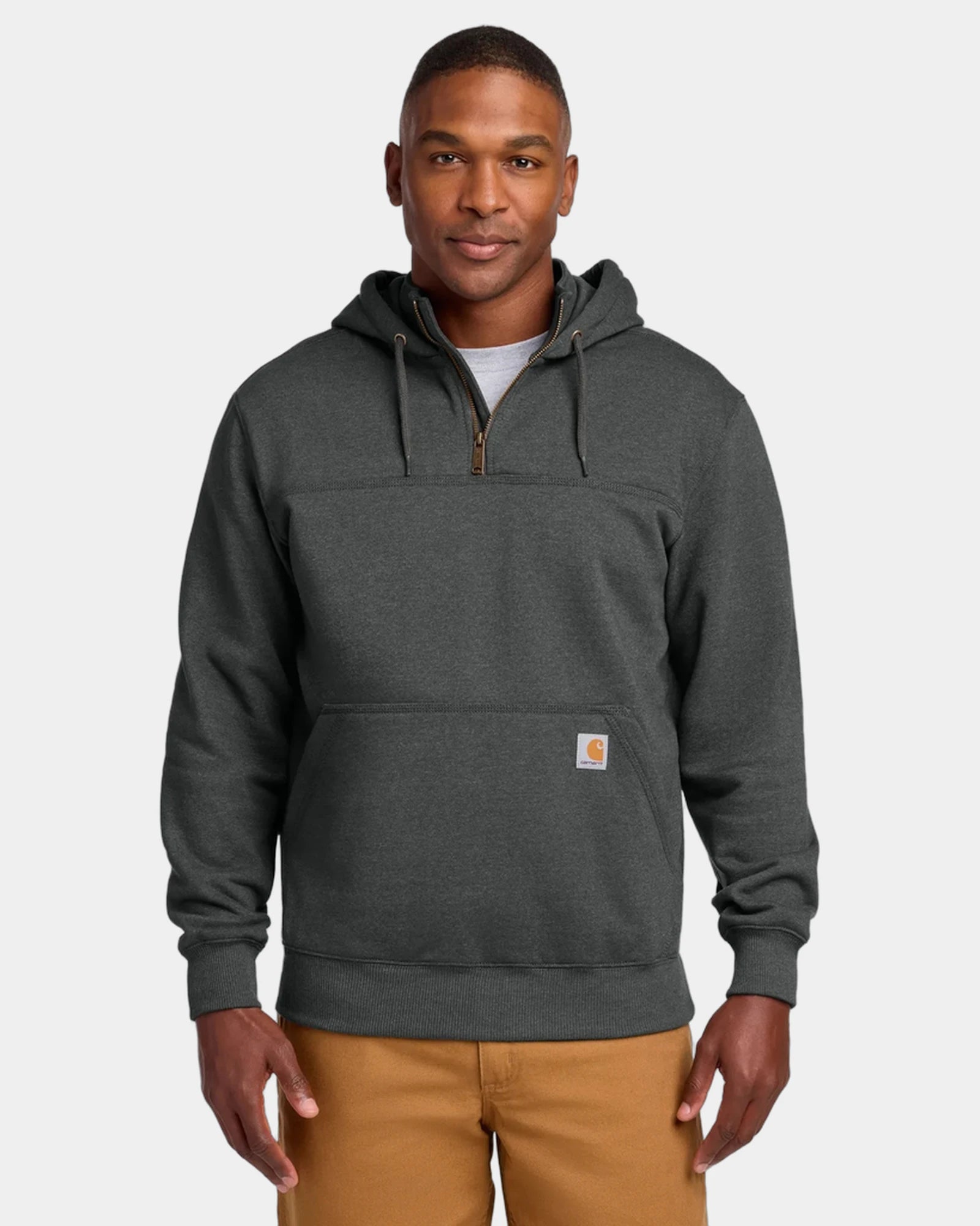 Custom Carhartt Paxton Hooded Zip Mock Sweatshirt - Carbon Heather