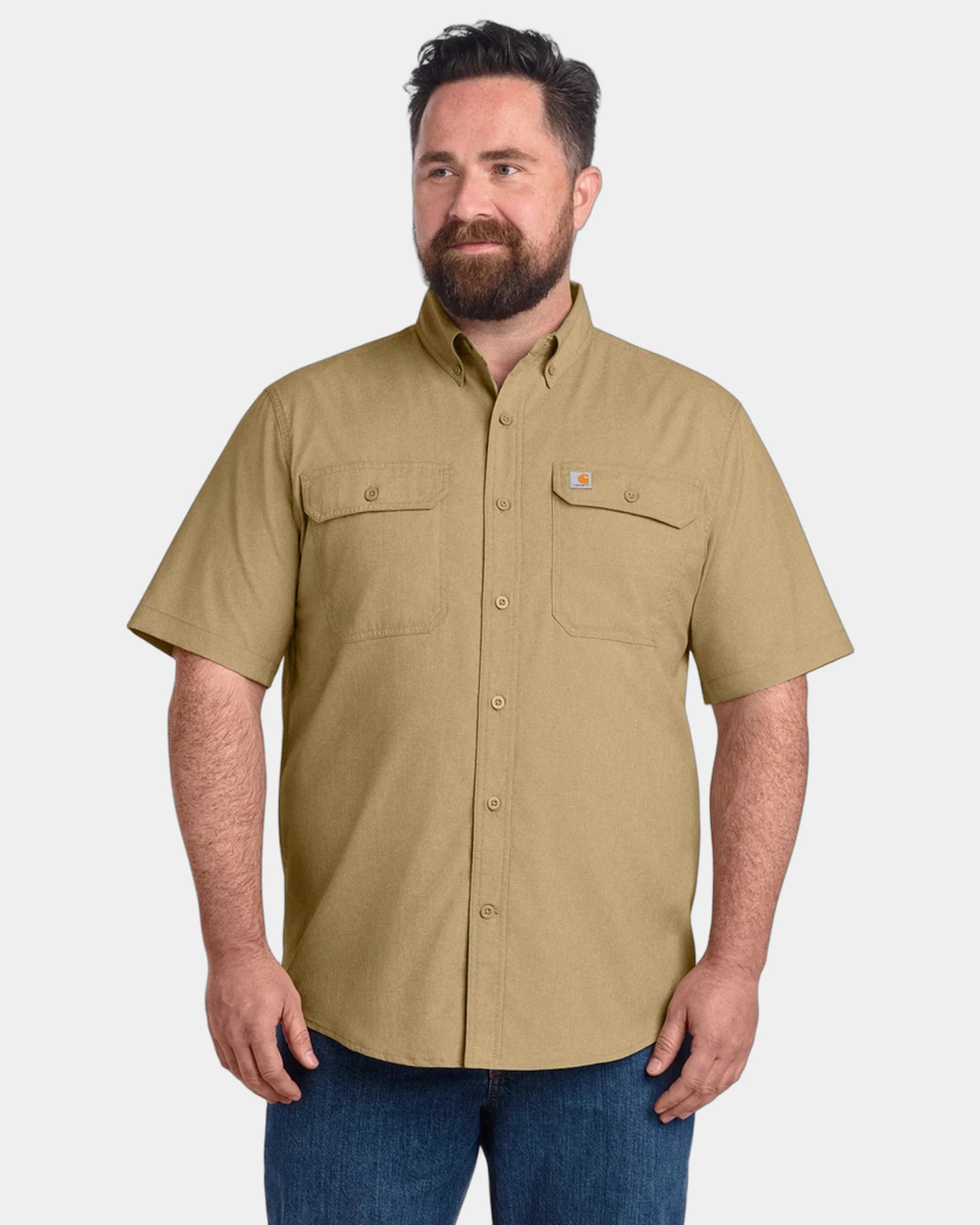 Custom UPF 50+ Carhartt Force short sleeve shirt - Dark Khaki