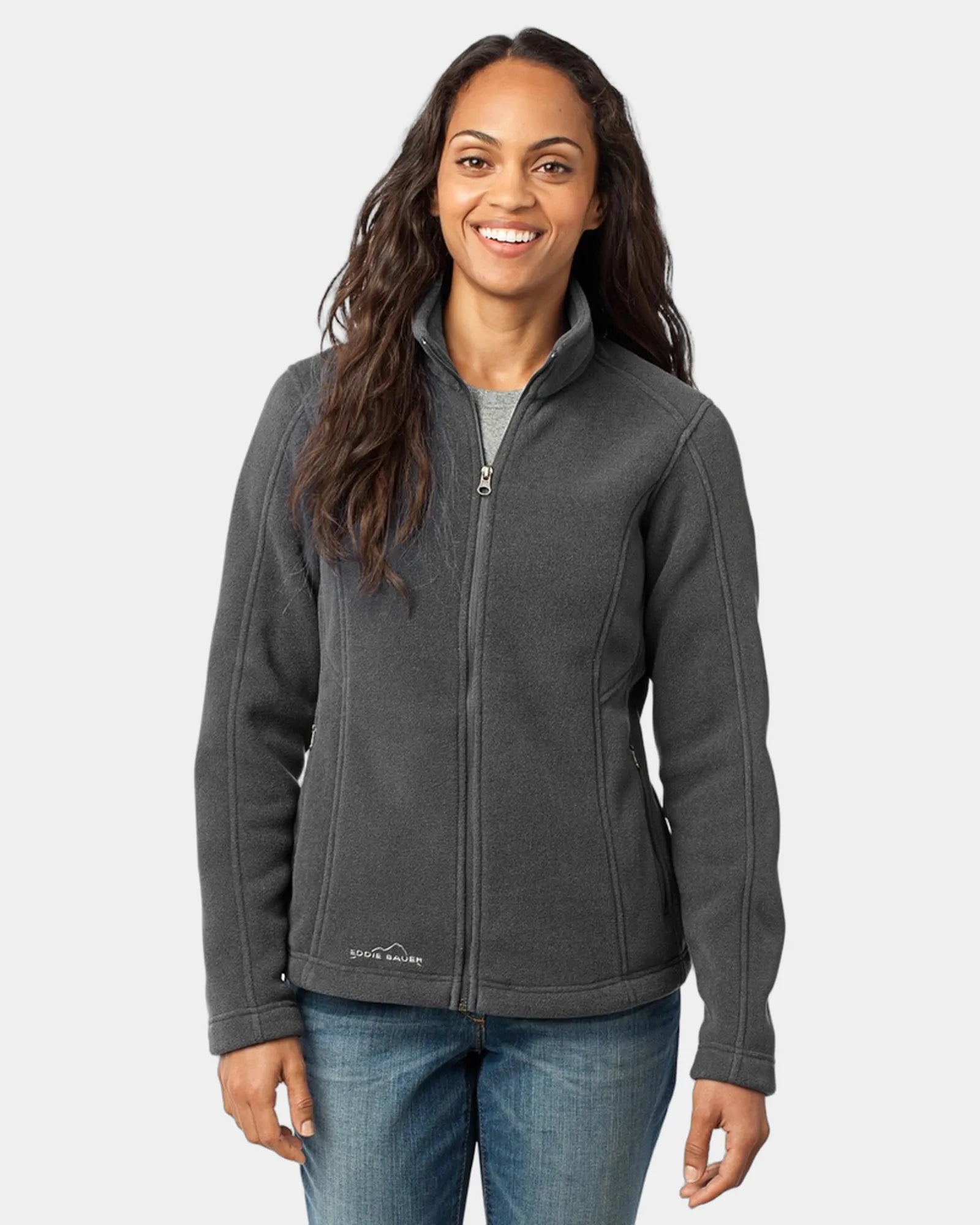 Custom polyester fleece full-zip women's jacket - Grey Steel