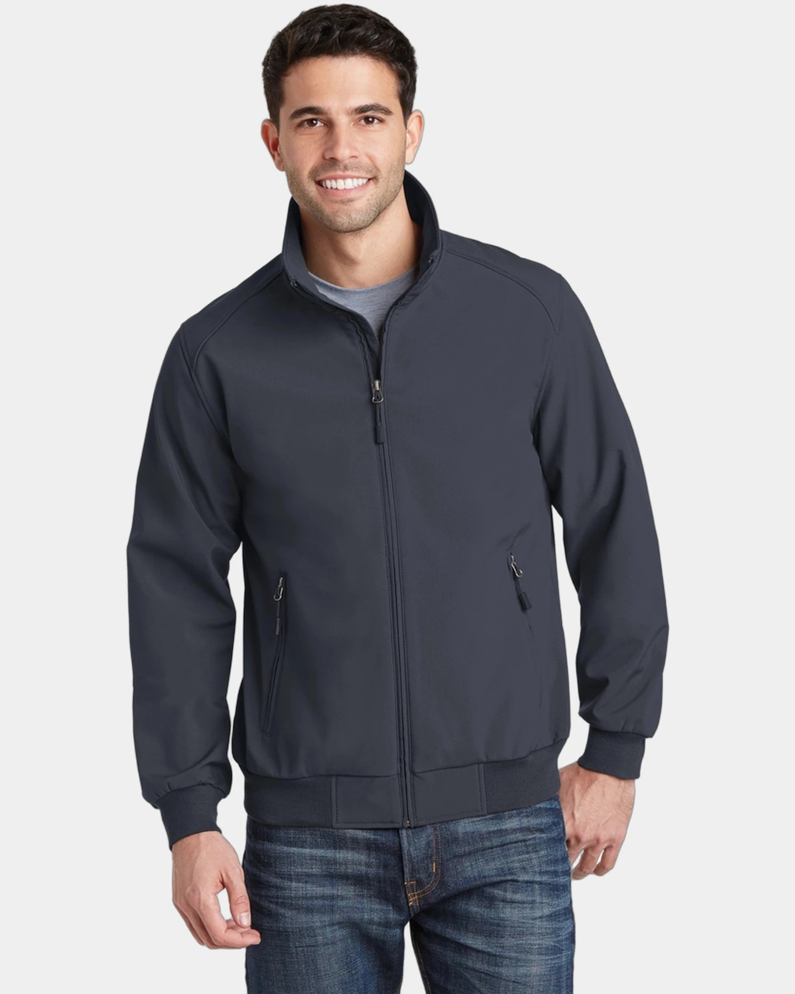 Custom soft shell bomber jacket Port Authority - Battleship Grey