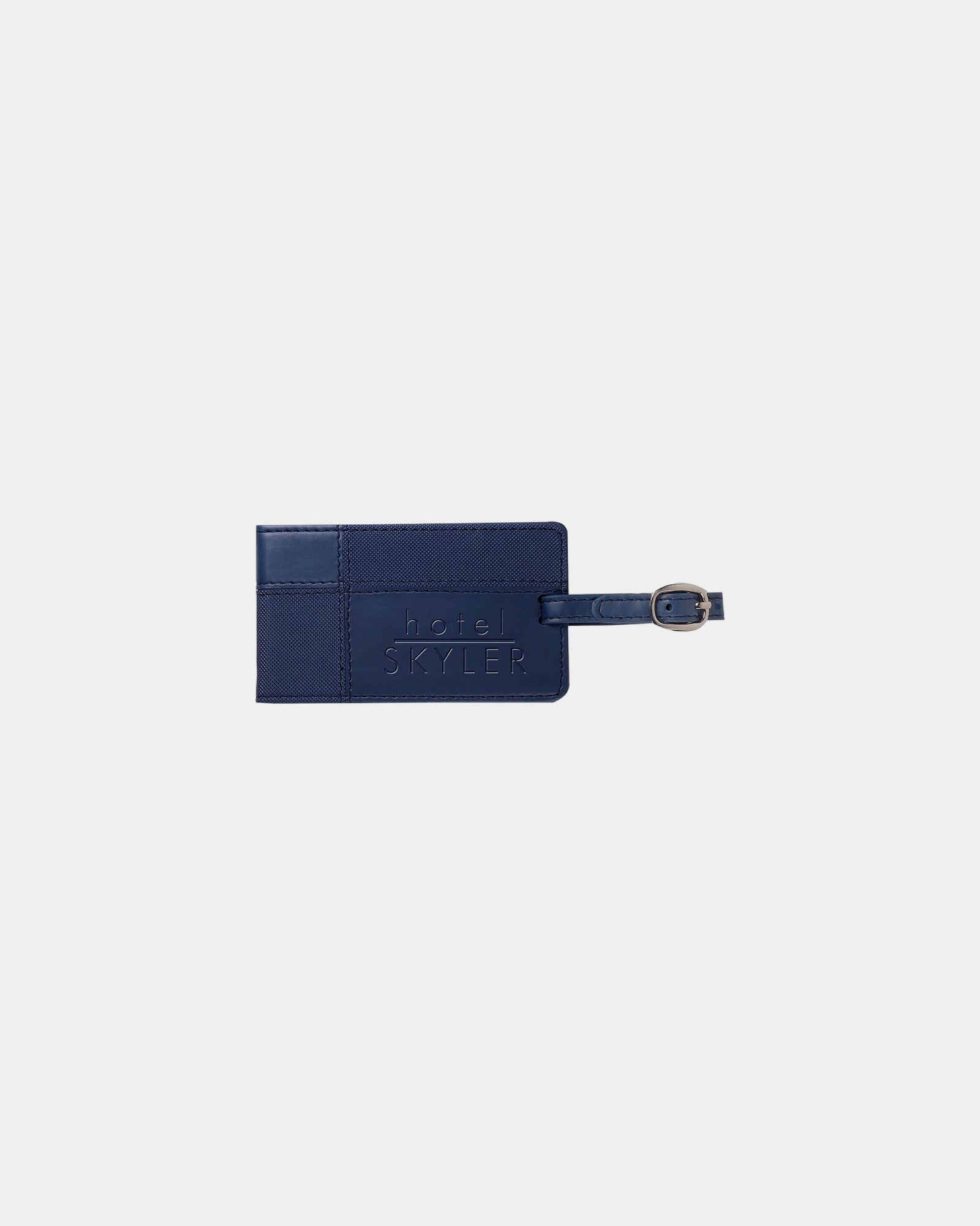 Custom faux leather Tuscany luggage tag debossed - Blue-Navy