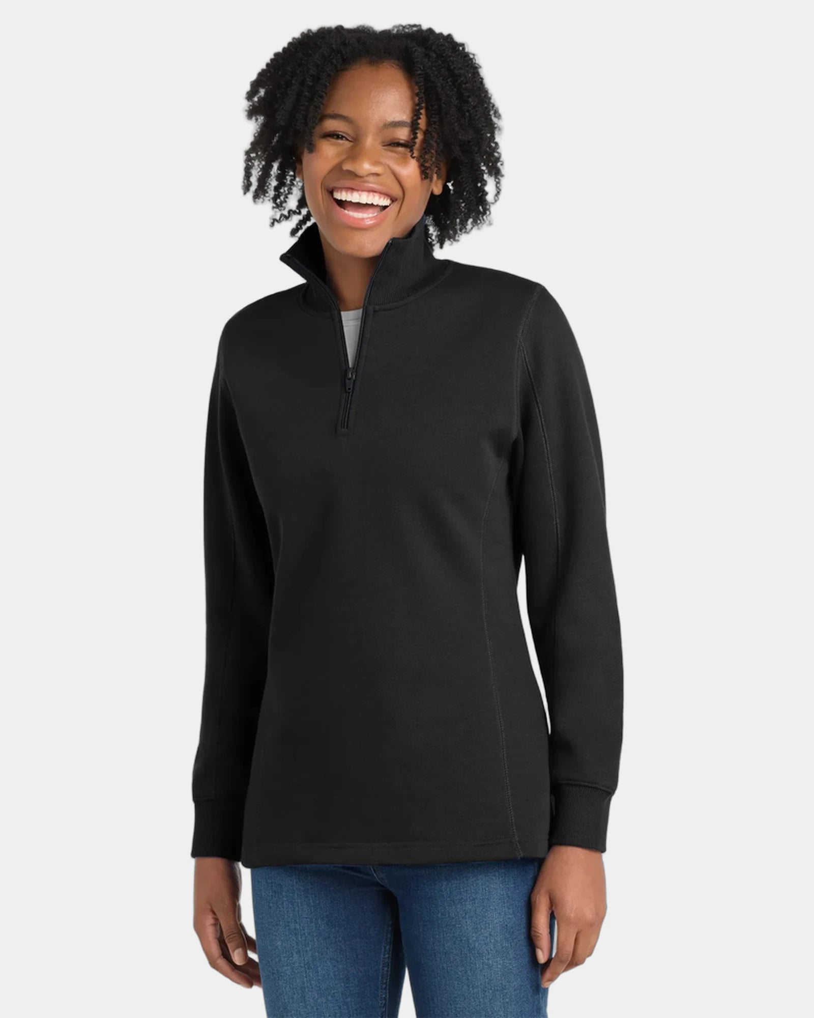 Custom women's 1/4-zip sweatshirt Sport-Tek fleece - Black