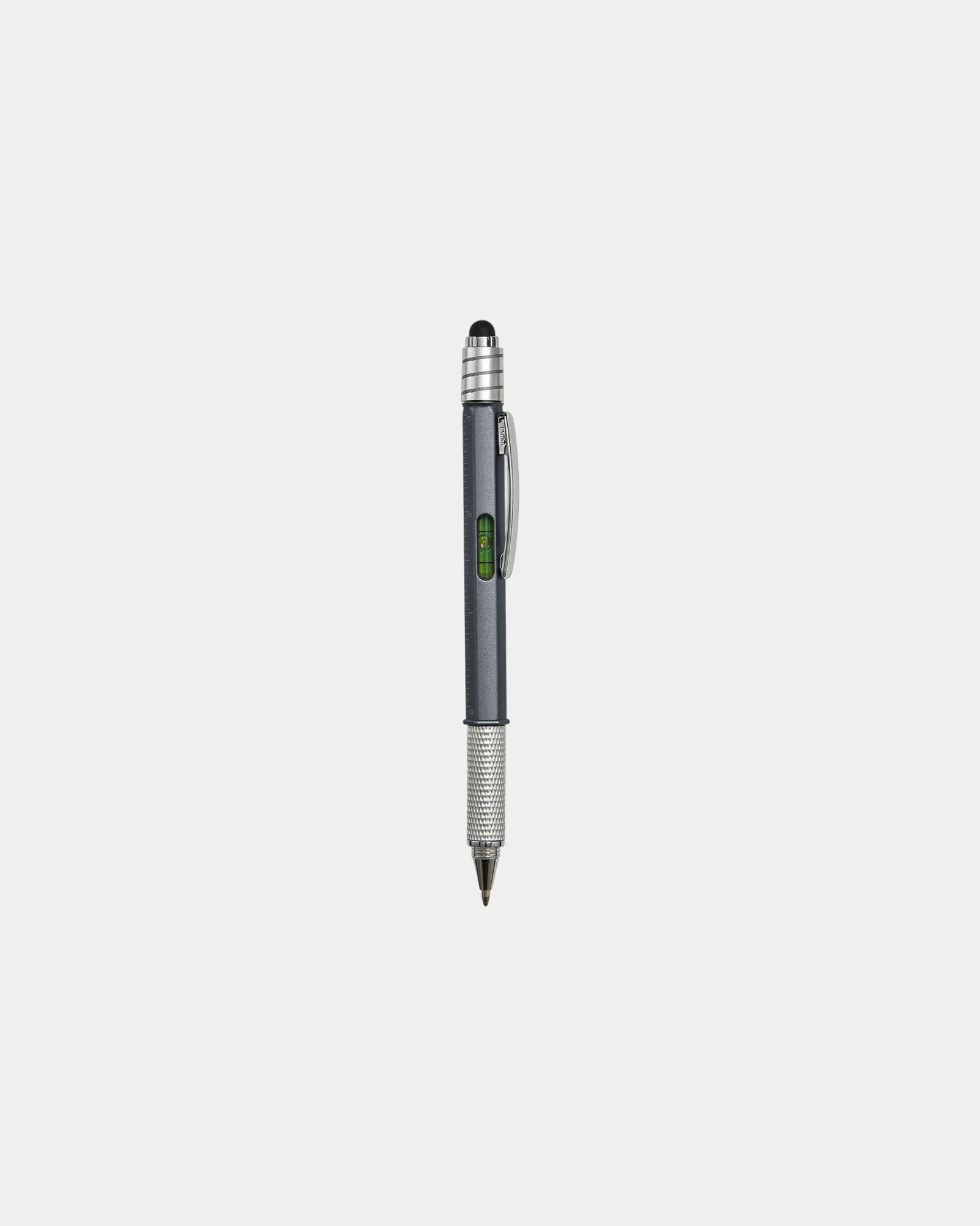 Custom ABS plastic spinner pen with stylus and ruler - Dark Charcoal