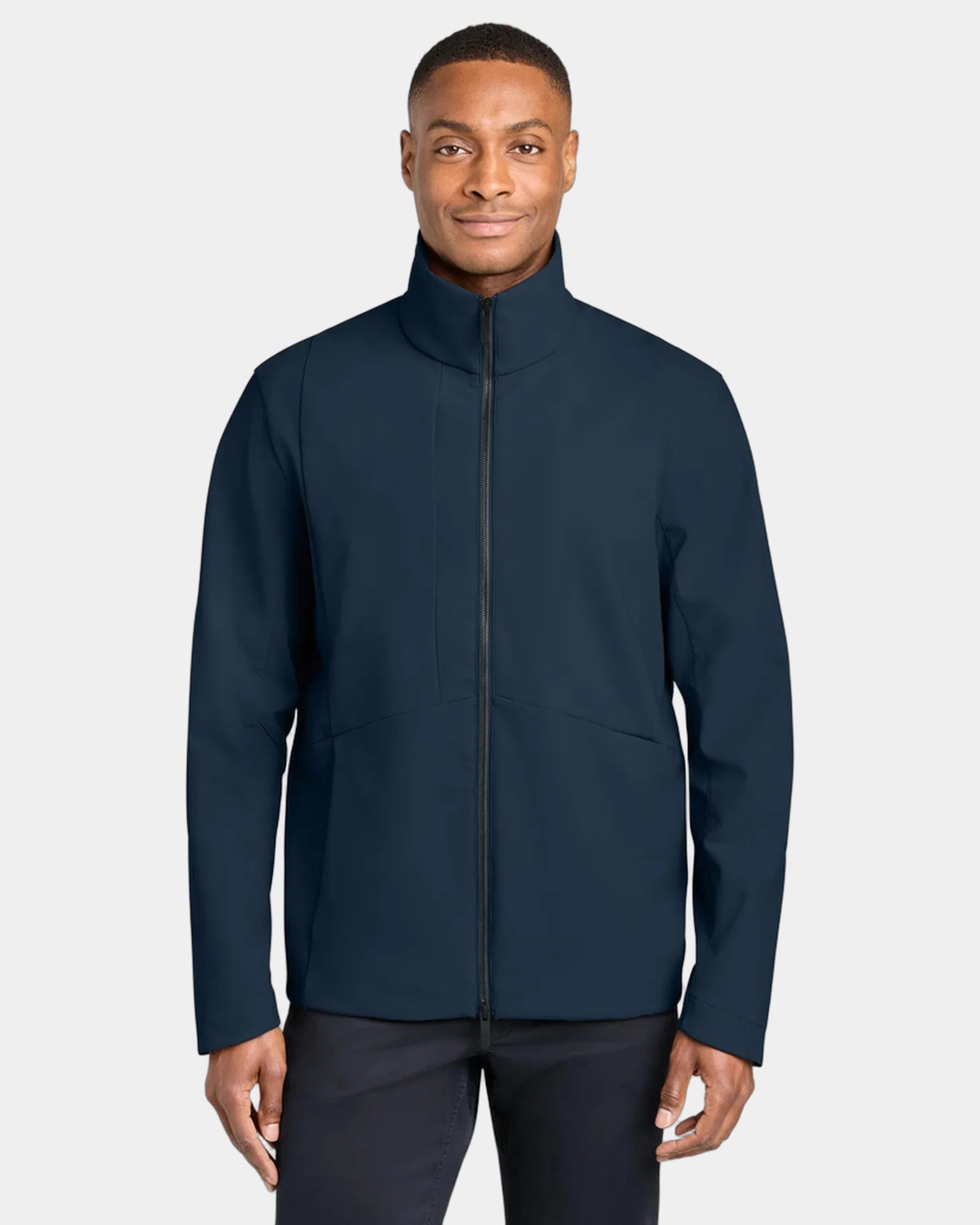 Custom recycled full-zip soft shell jacket - Indigo Navy