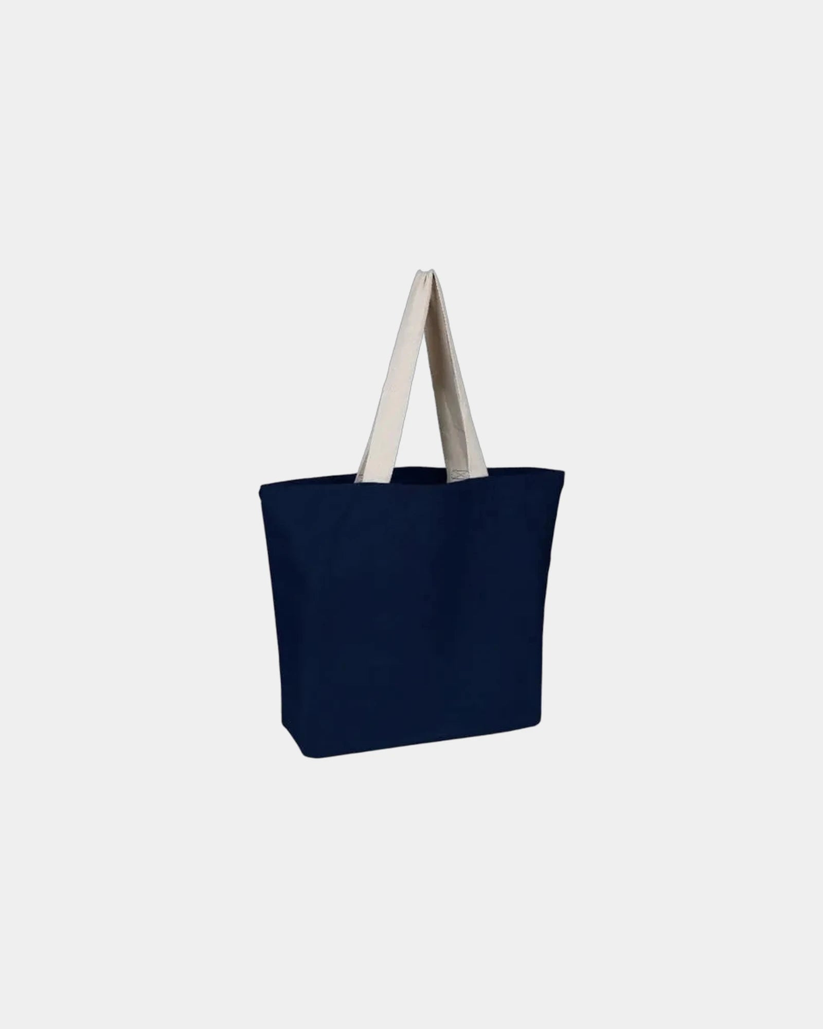 Custom cotton canvas 20" beach bag tote - Navy-Natural