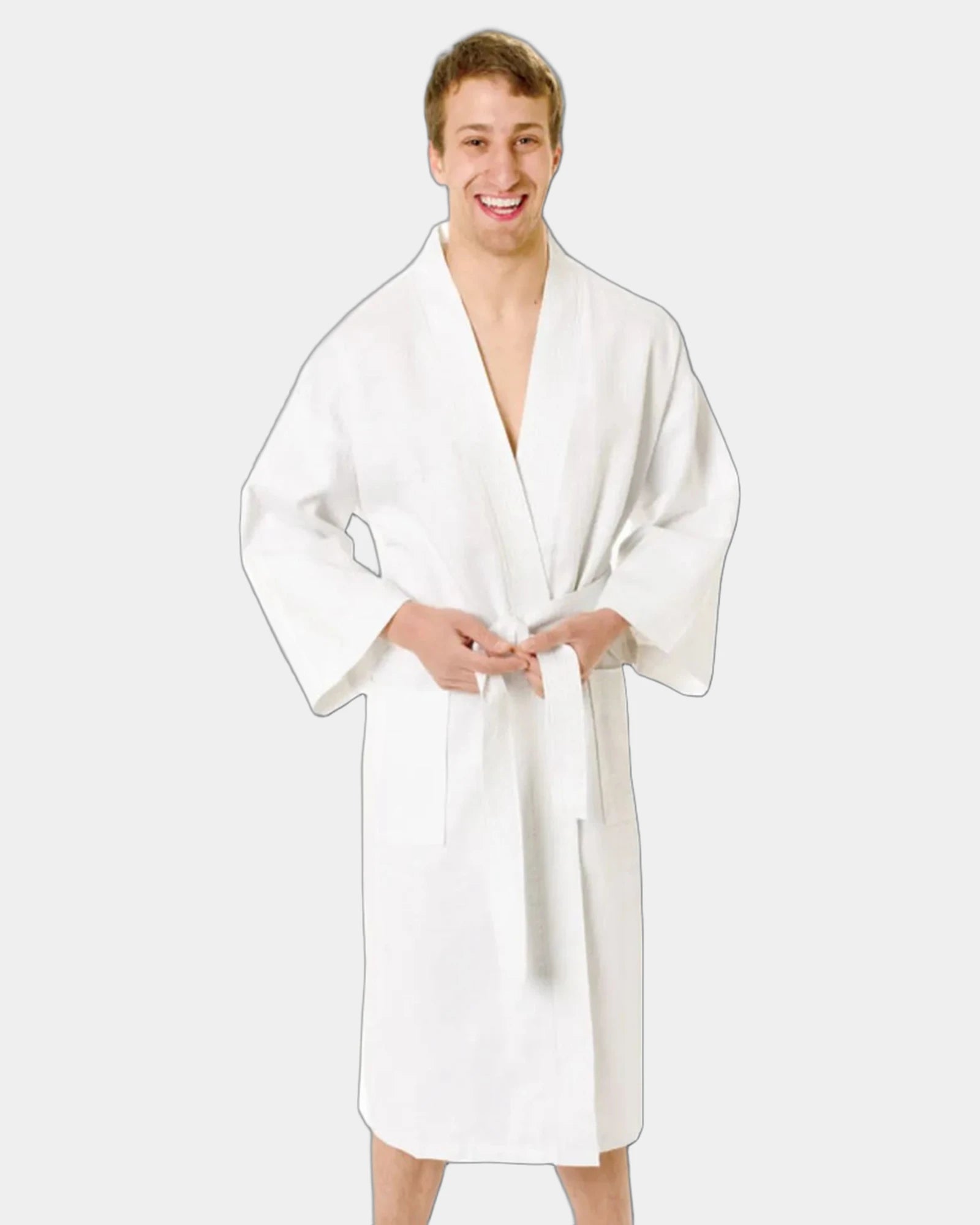 Custom cotton waffle weave bath robe, 48" length - 1