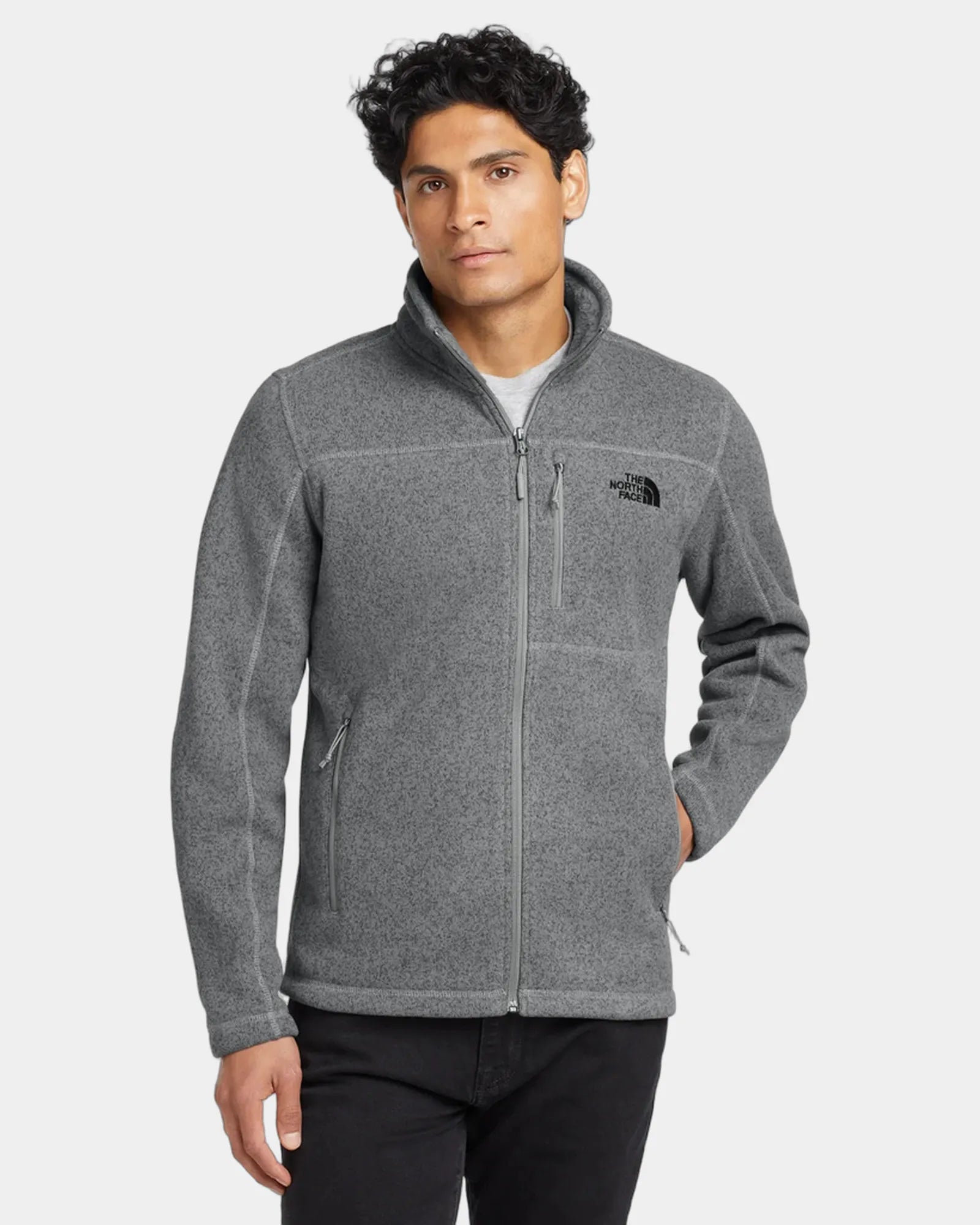 Custom recycled polyester The North Face fleece jacket - Tnf Medium Grey Heather