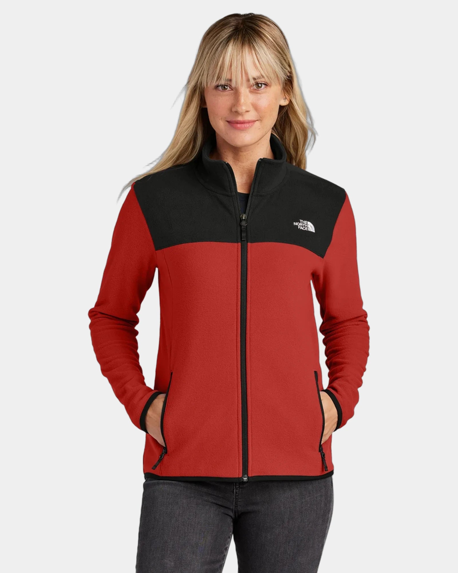 Custom recycled fleece The North Face Glacier full-zip - Rage Red / Tnf Black