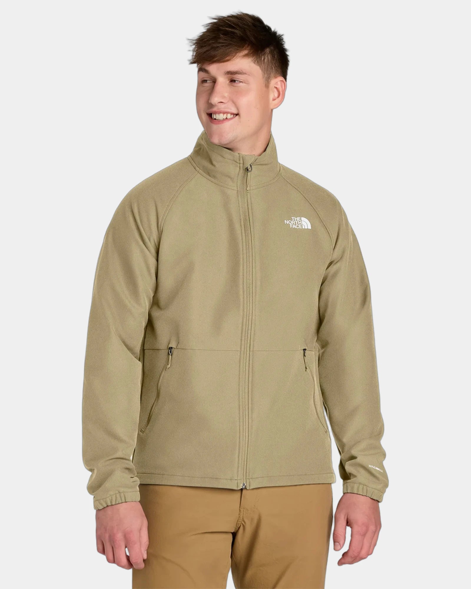 Custom recycled soft shell jacket The North Face Barr Lake - Khaki Stone Dark Heather