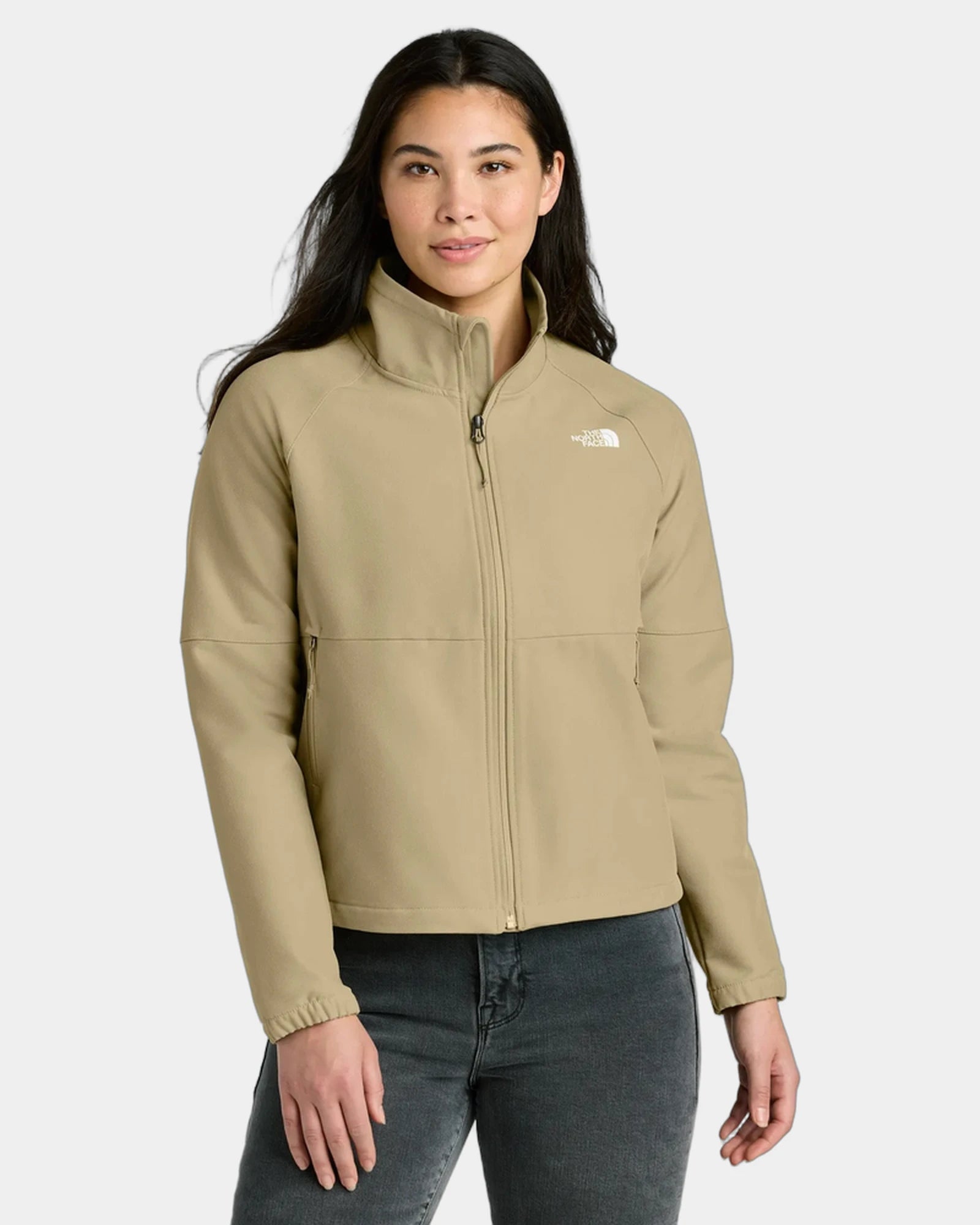 Custom WindWall The North Face Barr Lake Soft Shell Jacket - Khaki Stone Dark Heather