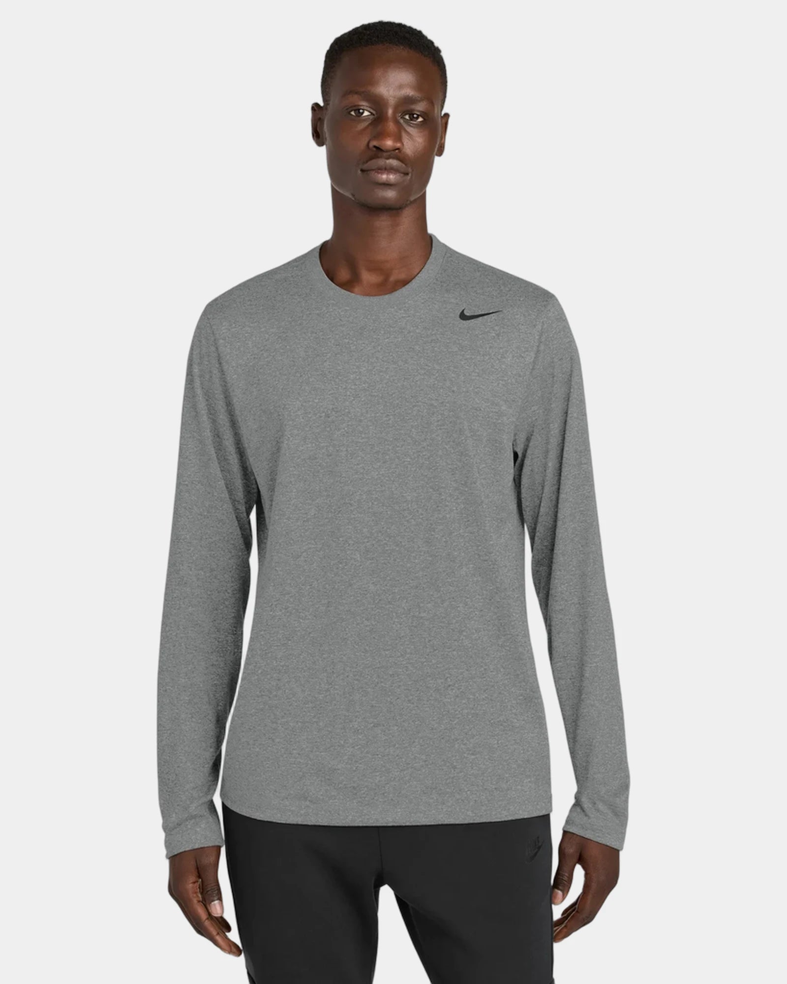 Custom recycled polyester long sleeve tee Nike Team rLegend - Carbon Heather