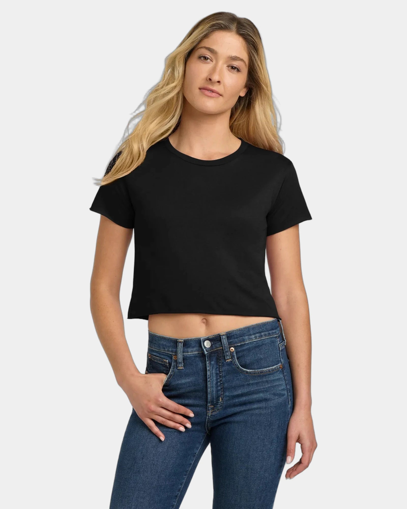 Custom poly-cotton women's cropped festival tee - Black