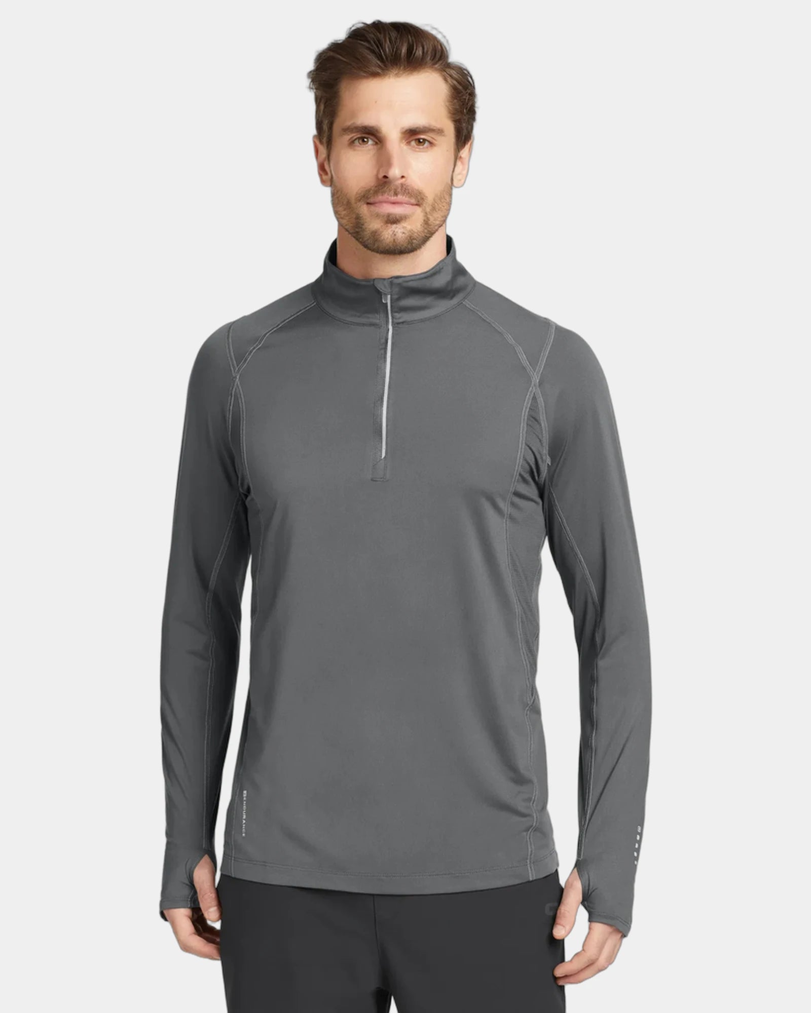 Custom stretch 1/4-zip pullover with zoned ventilation - Gear Grey