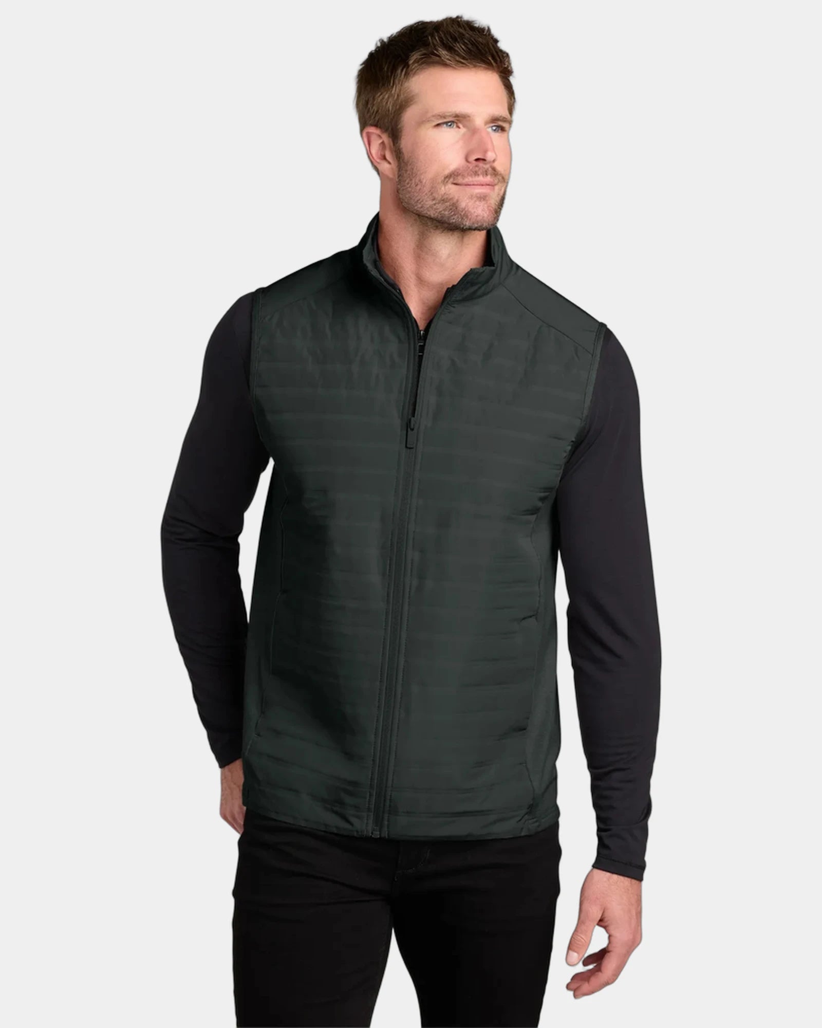 Custom hybrid polyester vest with water-repellent finish - Blacktop