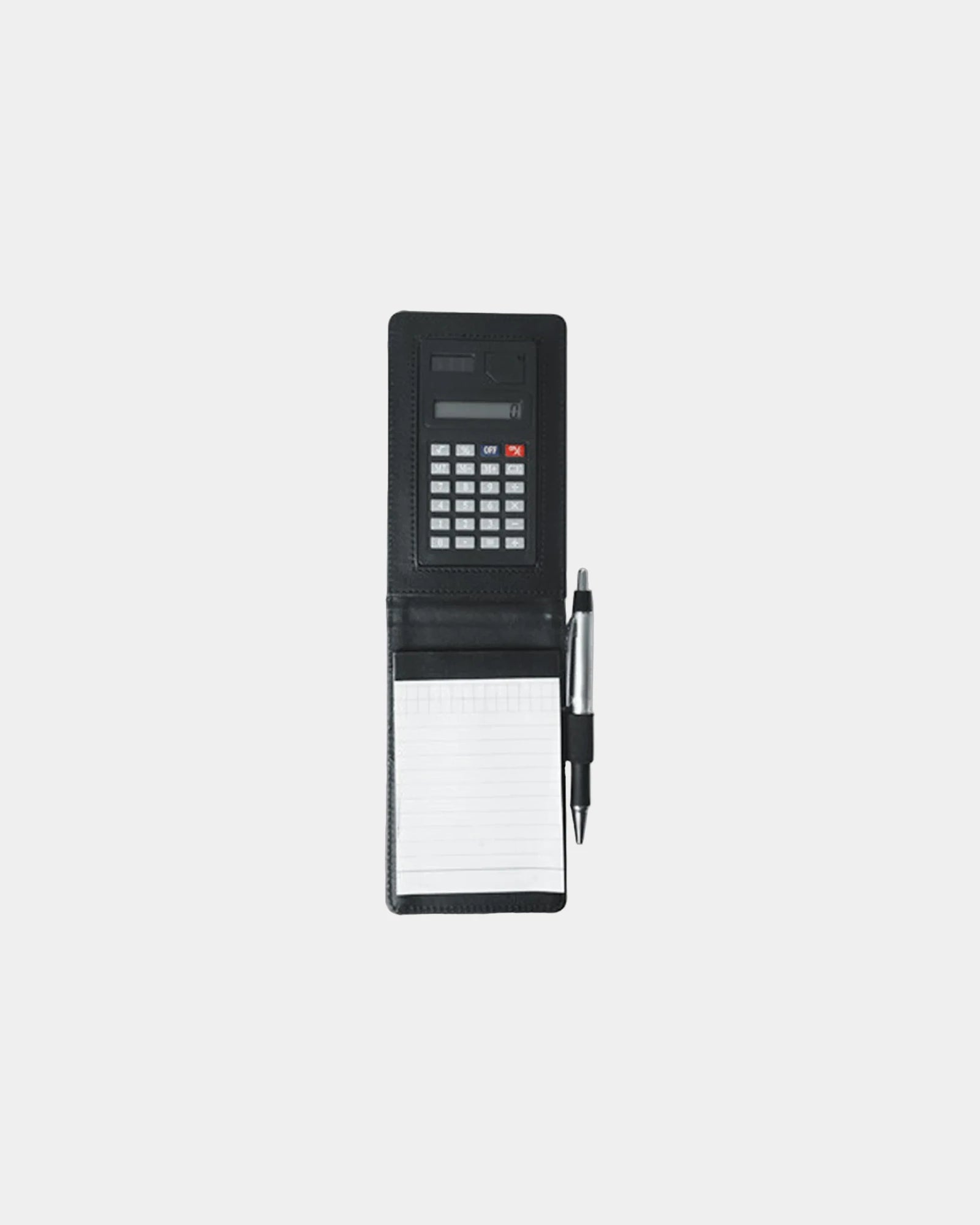 Custom leatherette pocket jotter with calculator - Black
