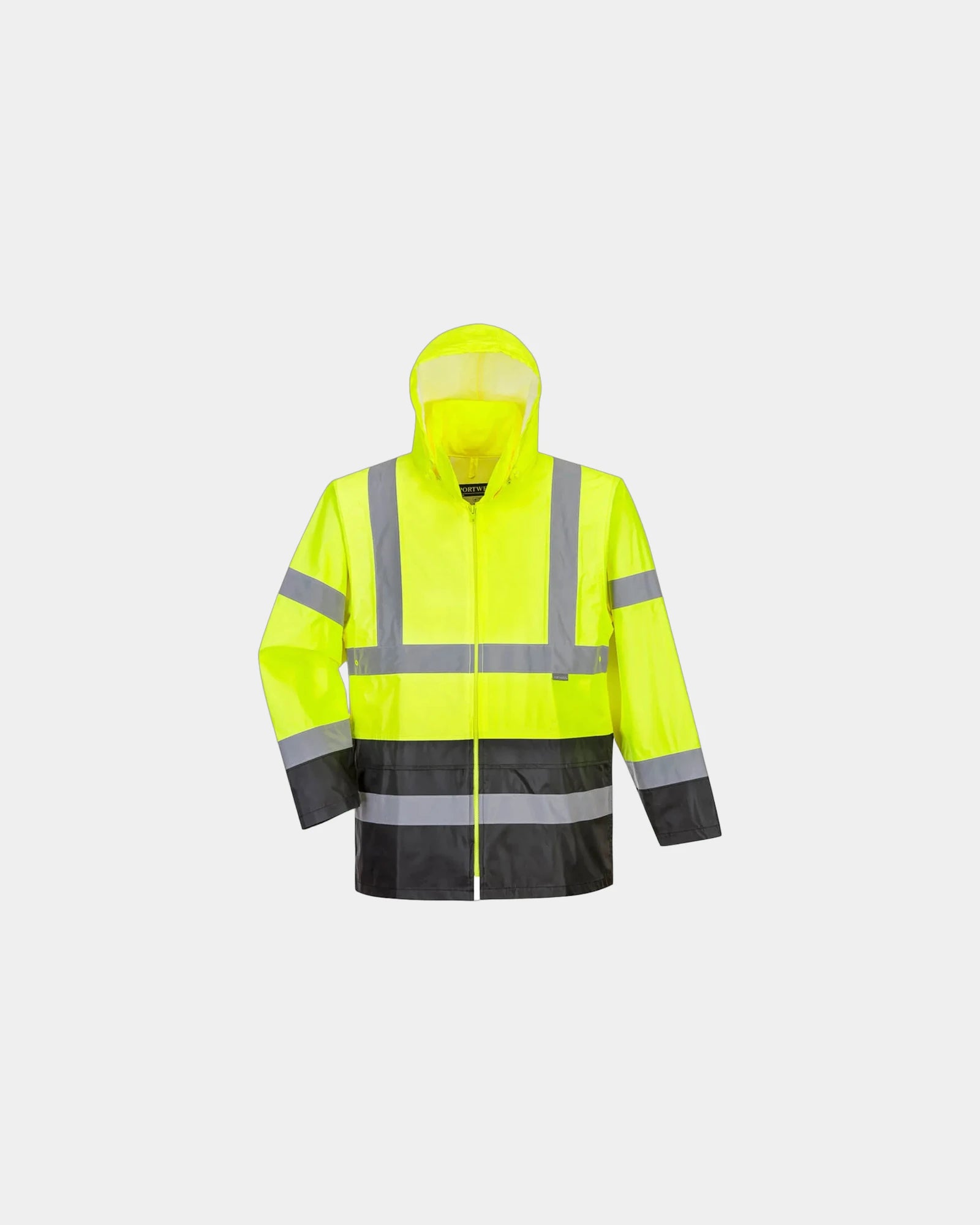 Custom hi-vis waterproof Portwest rain traffic jacket - Yellow/Black