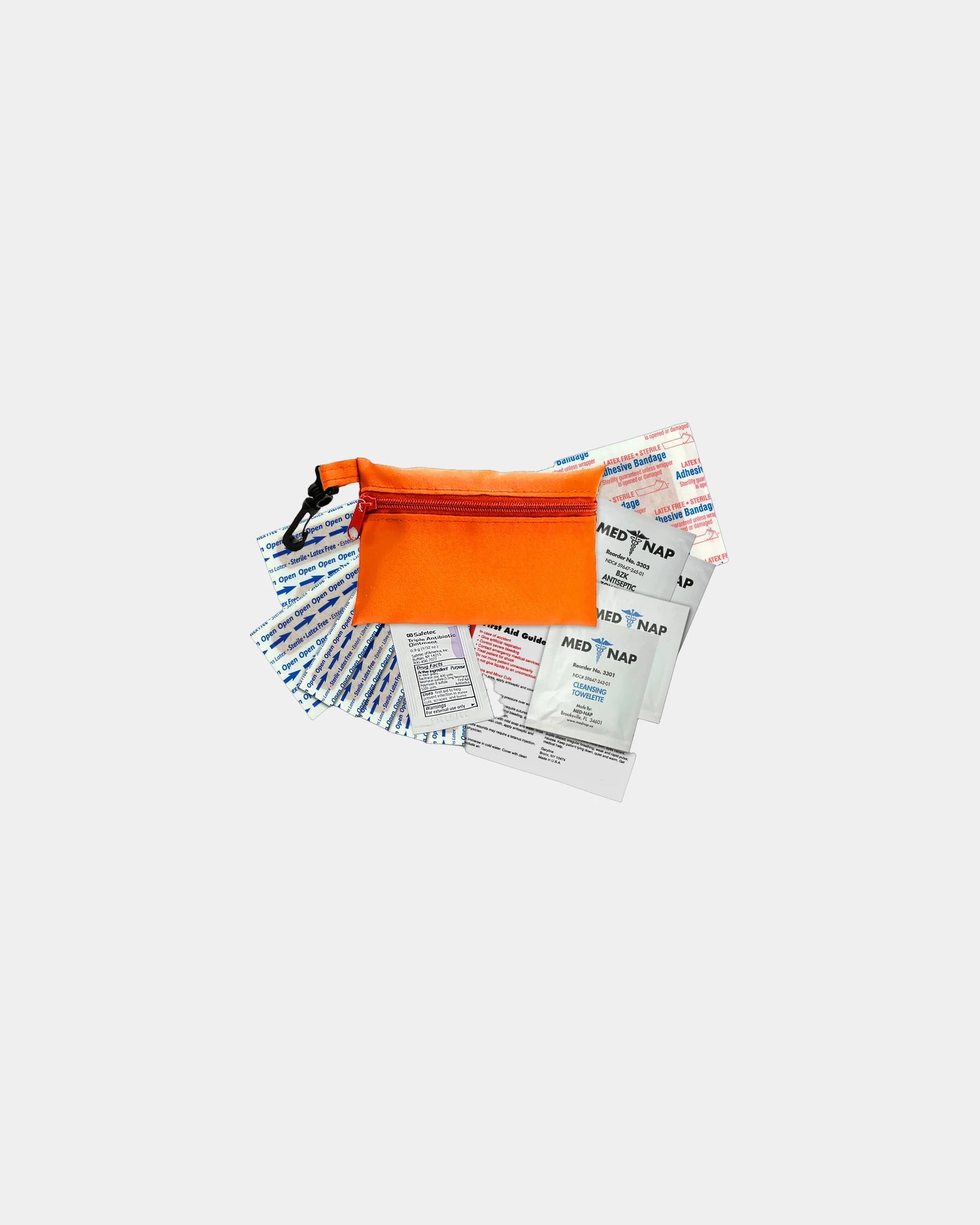 Custom RPET 16-piece zip pouch first aid kit - Orange