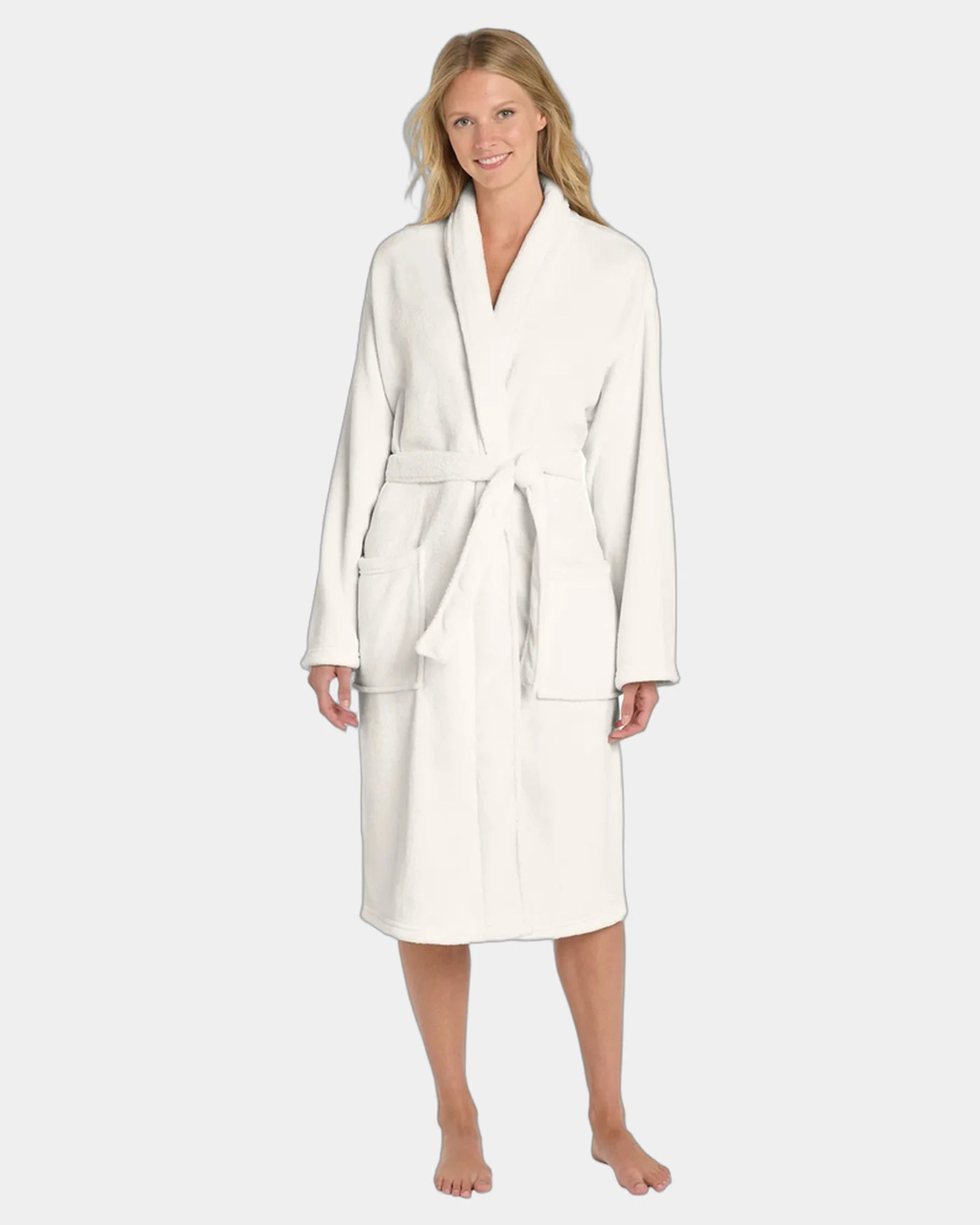 Custom microfleece robe Port Authority shawl collar - Marshmallow