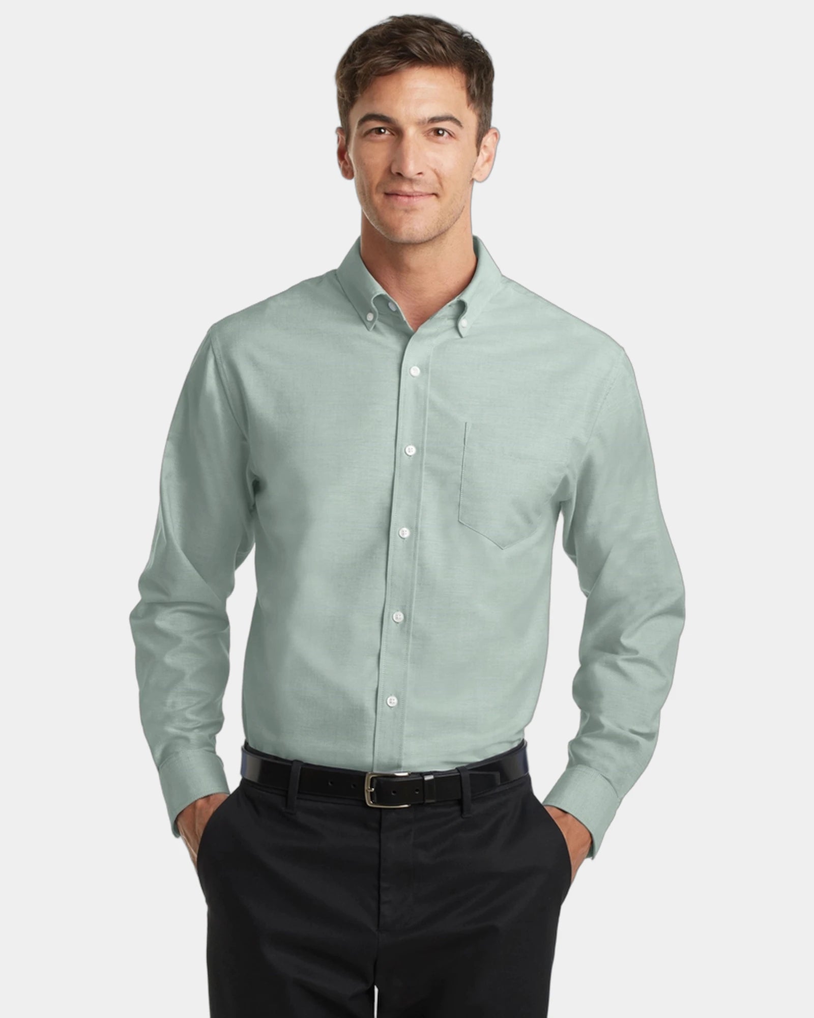 Custom wrinkle-resistant Port Authority SuperPro Oxford - Green