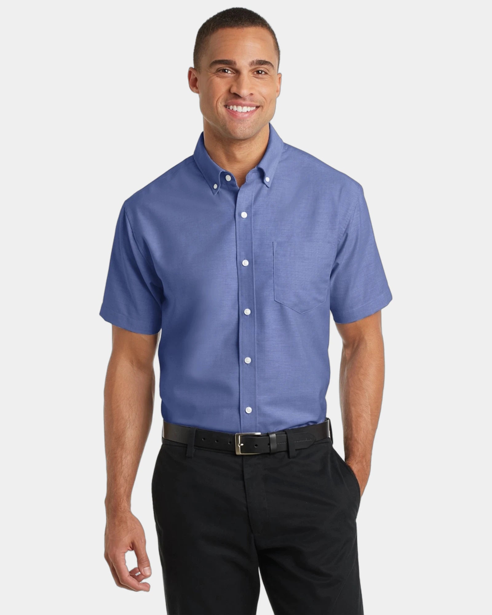 Custom wrinkle-resistant Port Authority Short Sleeve Oxford - Navy