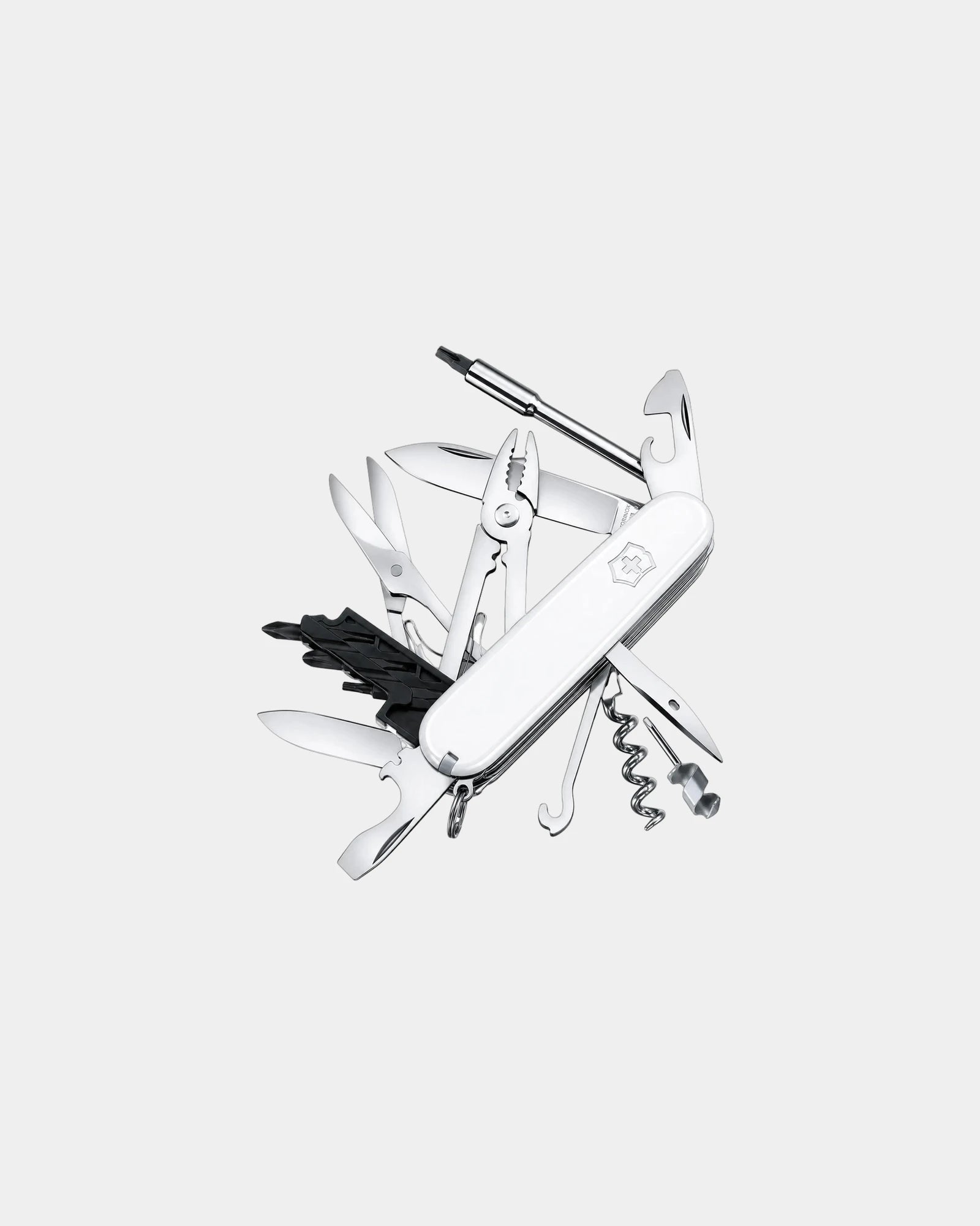 Custom stainless steel Swiss Army CyberTool pocket knife - White