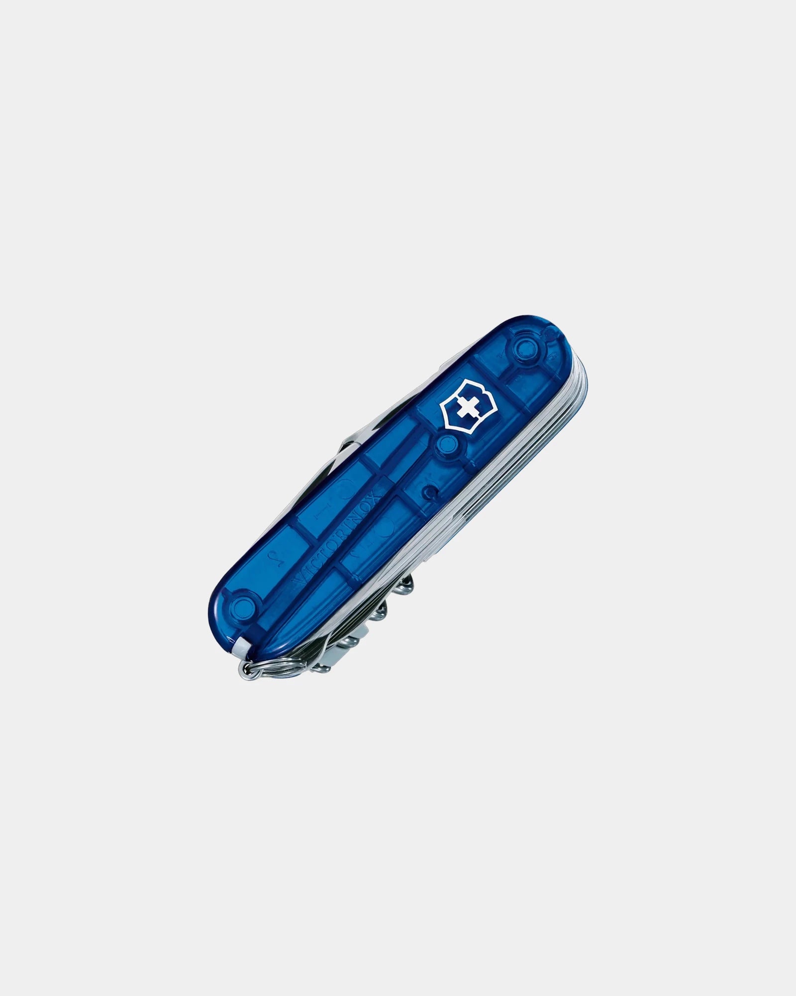 Custom stainless steel Swiss Army SwissChamp pocket knife - Blue Transparent