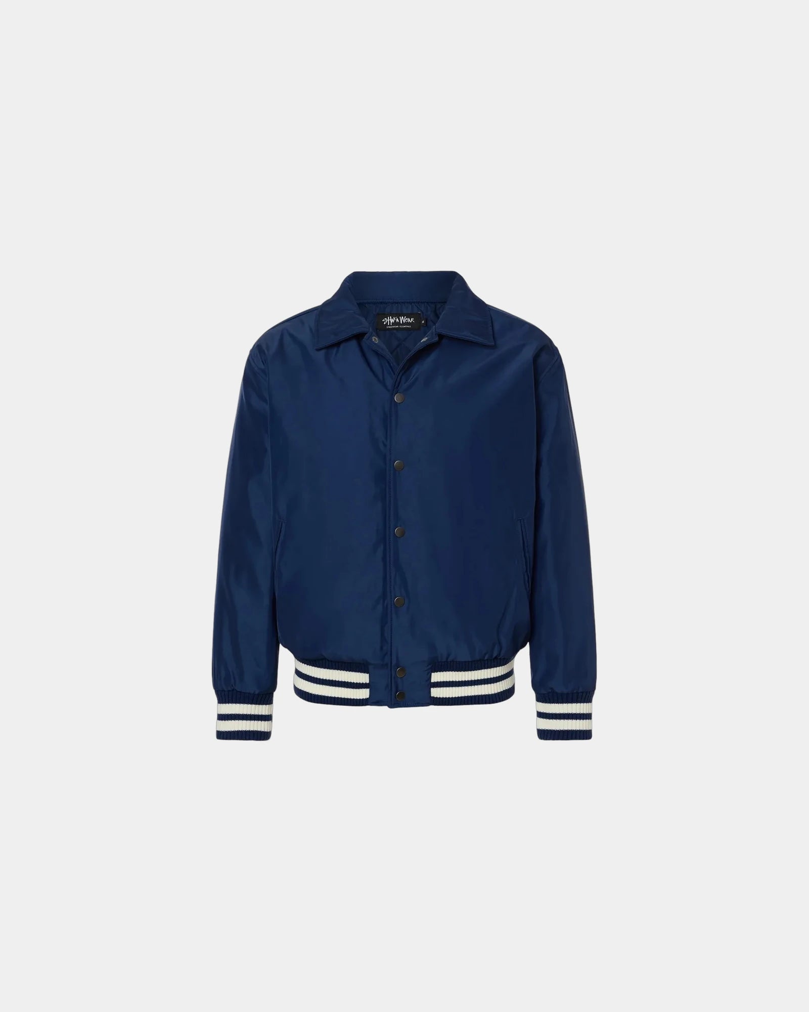 Custom polyester varsity jacket Shaka Wear collared - Navy