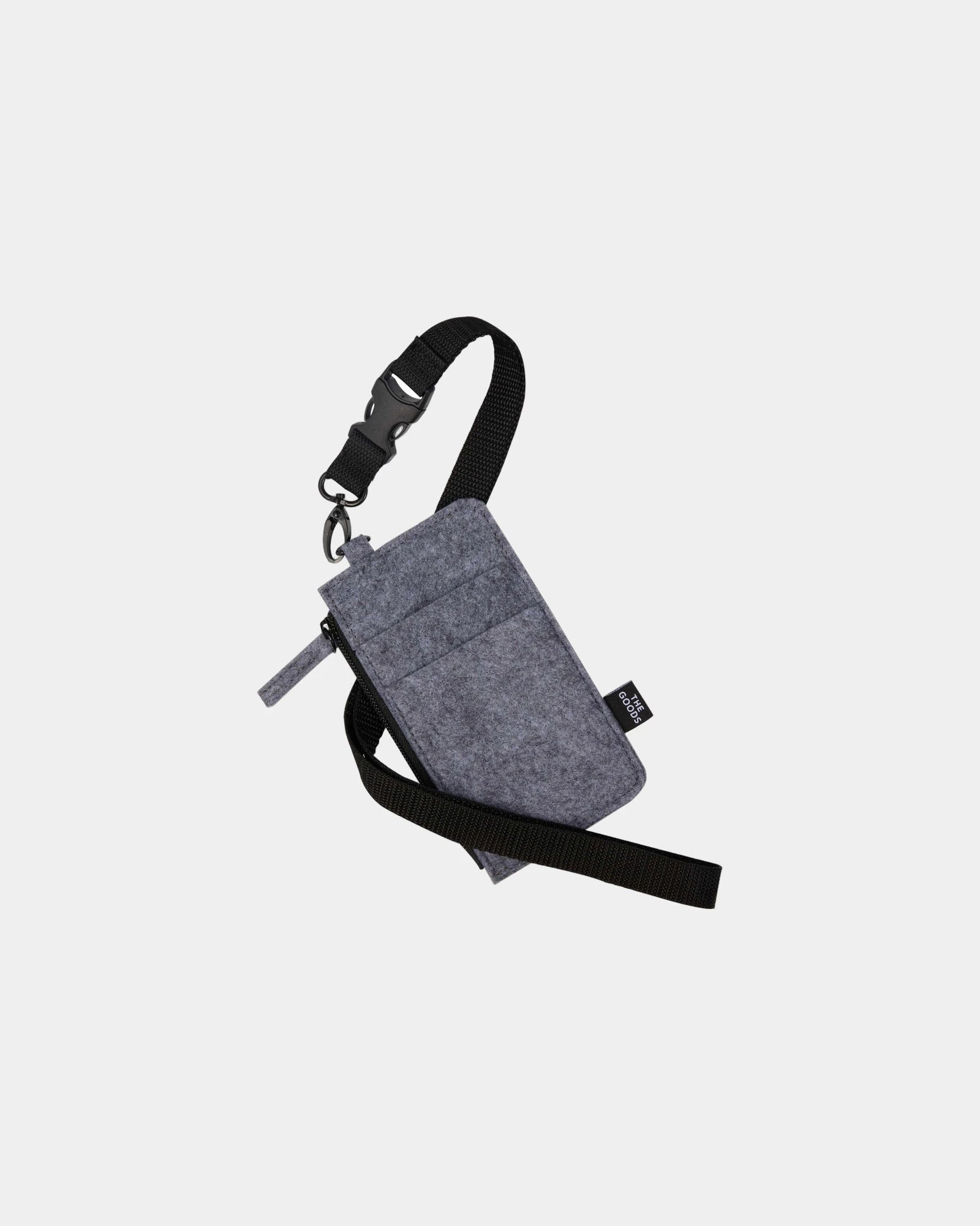 Custom recycled felt lanyard wallet with wristlet strap - 1