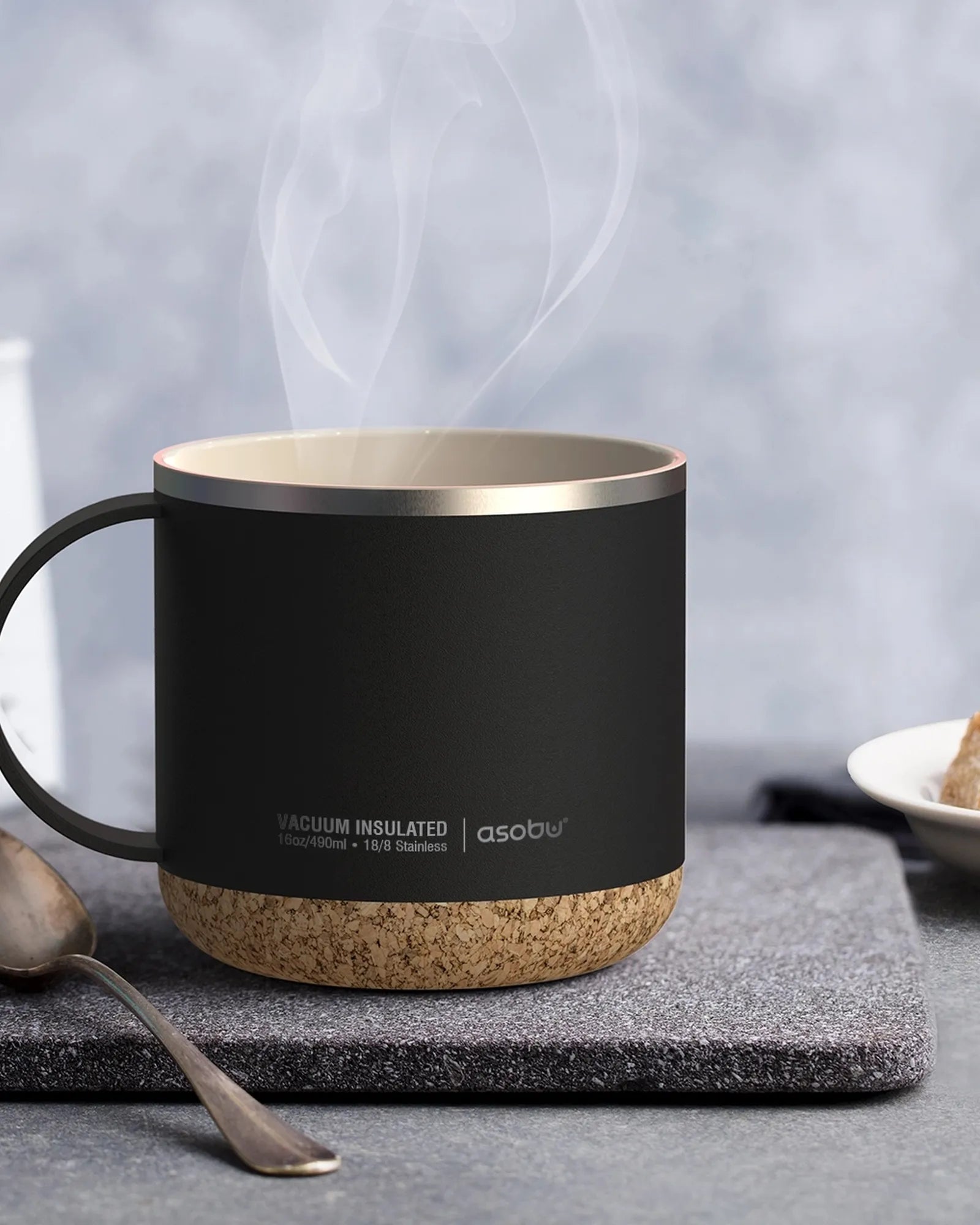 Custom insulated 16 oz stainless steel mug with cork base - 1