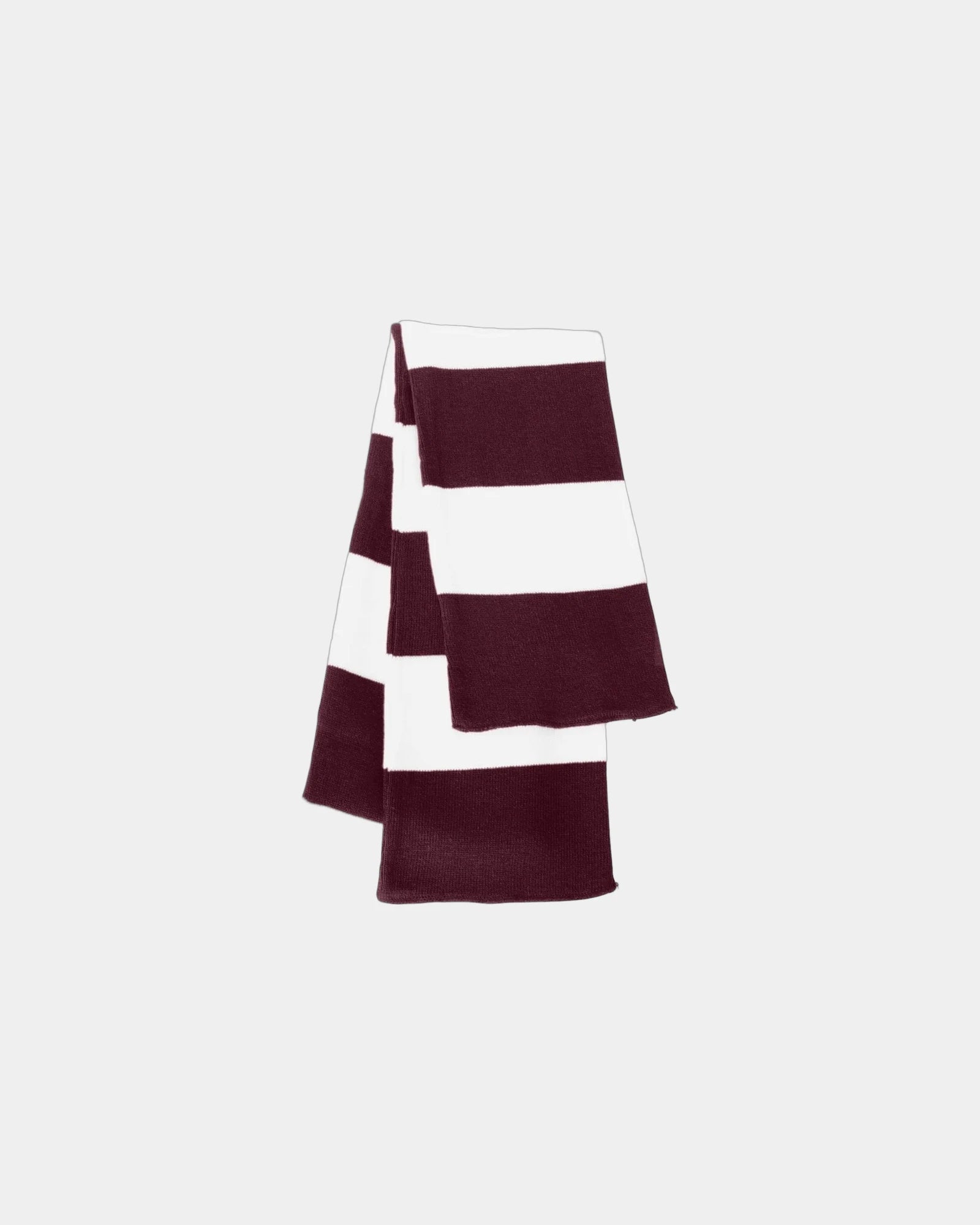 Custom rugby-striped knit scarf for teams - Maroon/ White