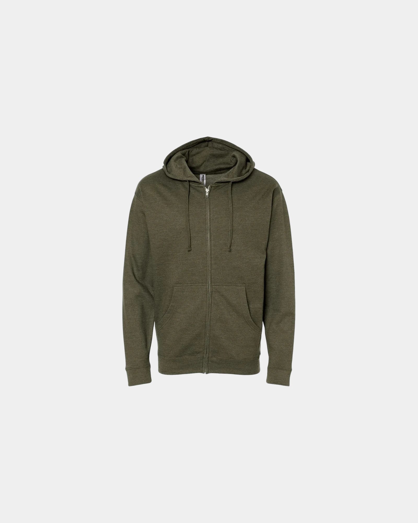 Custom full-zip hoodie Independent Trading Co. Midweight - Army Heather