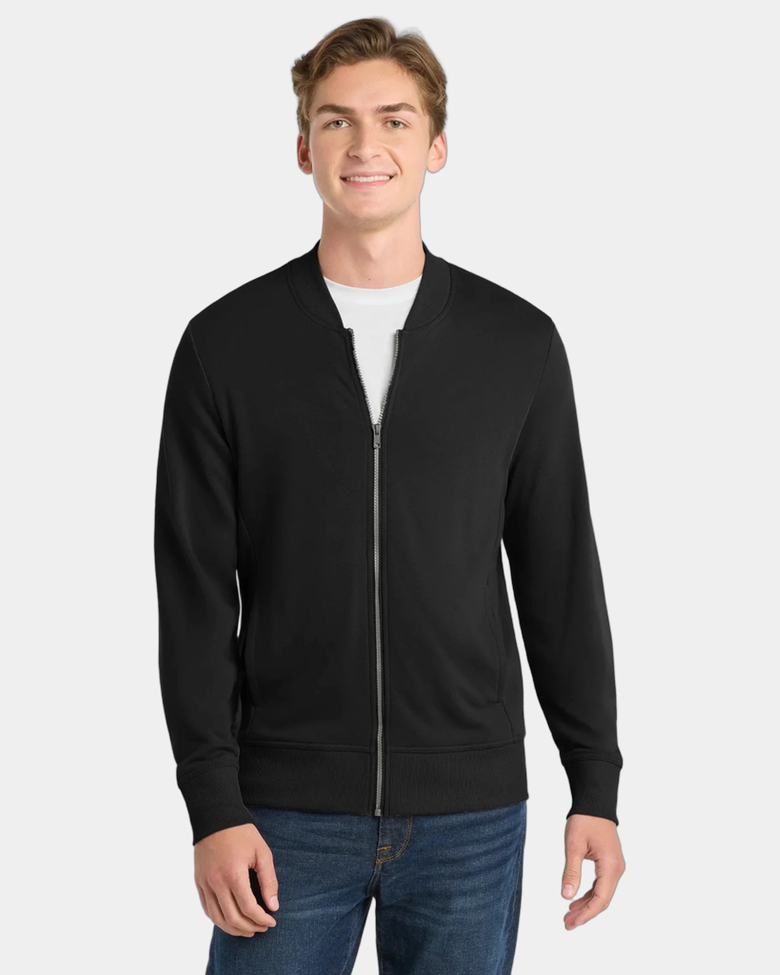 Custom Lightweight French Terry Bomber Jacket Sport-Tek - Black
