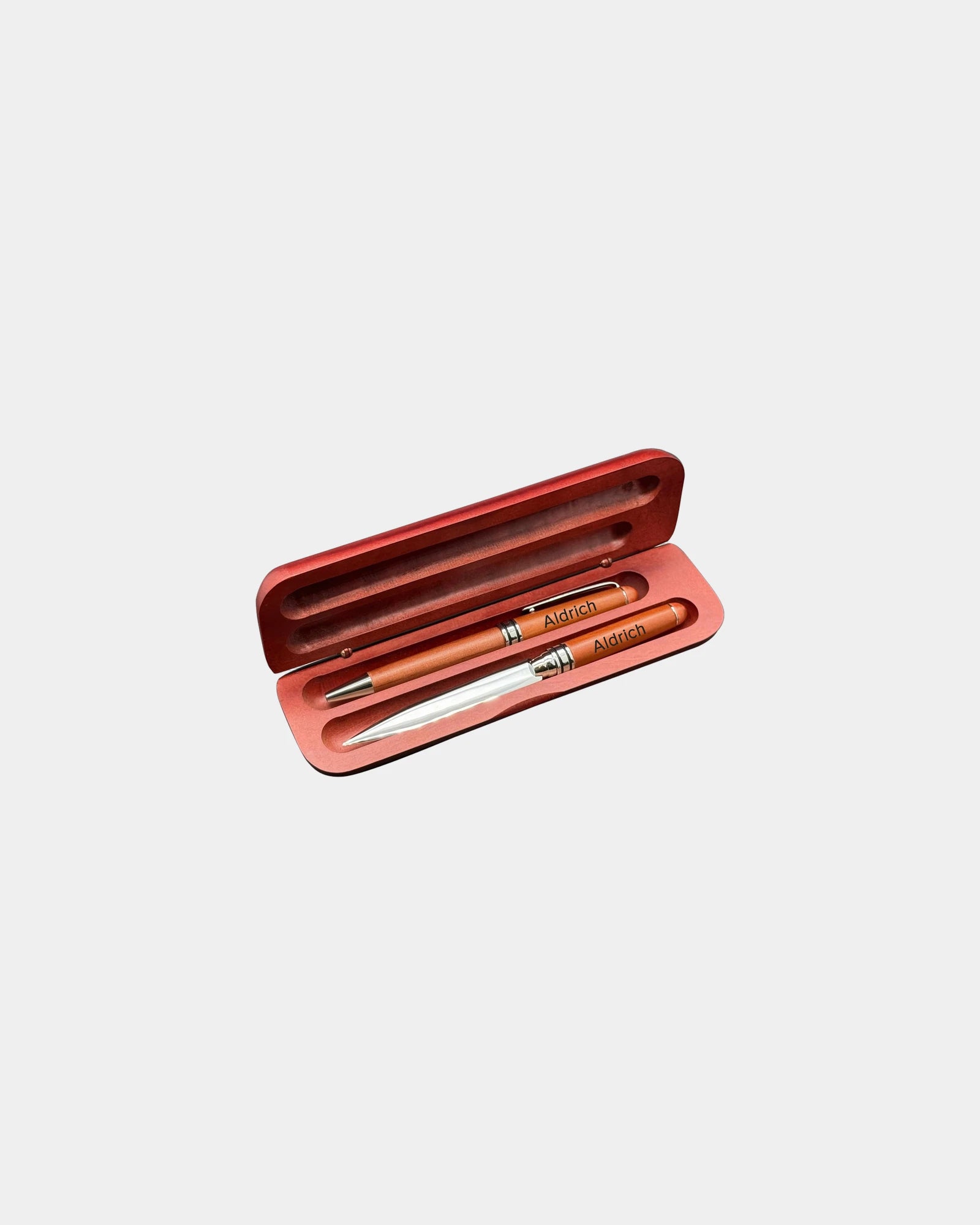 Custom wood pen set with ballpoint pen and pencil - 1
