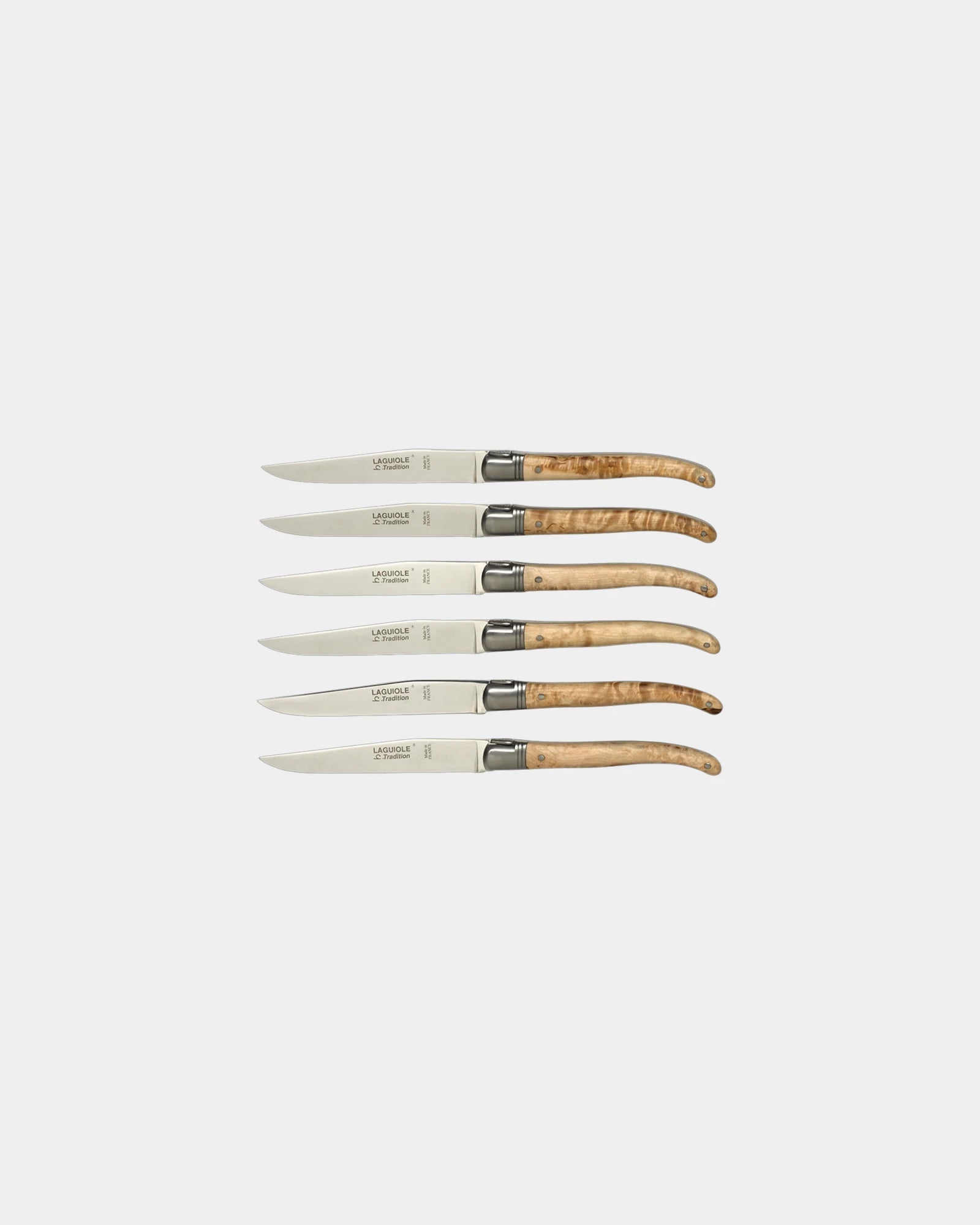 Custom stainless steel Laguiole knife set, birchwood - 2