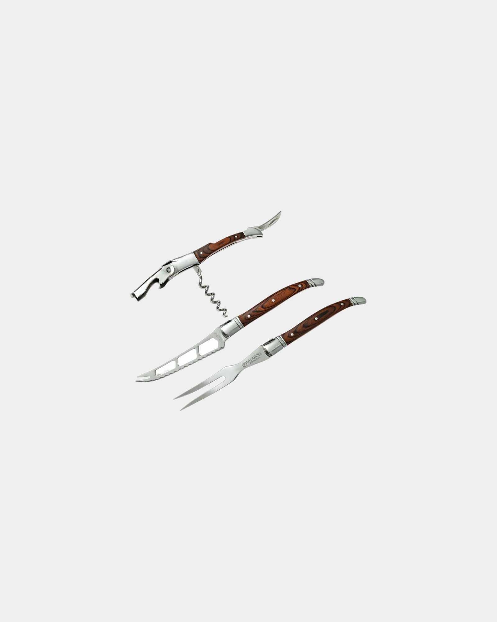 Custom Laguiole cheese knife set with oakwood box - 1