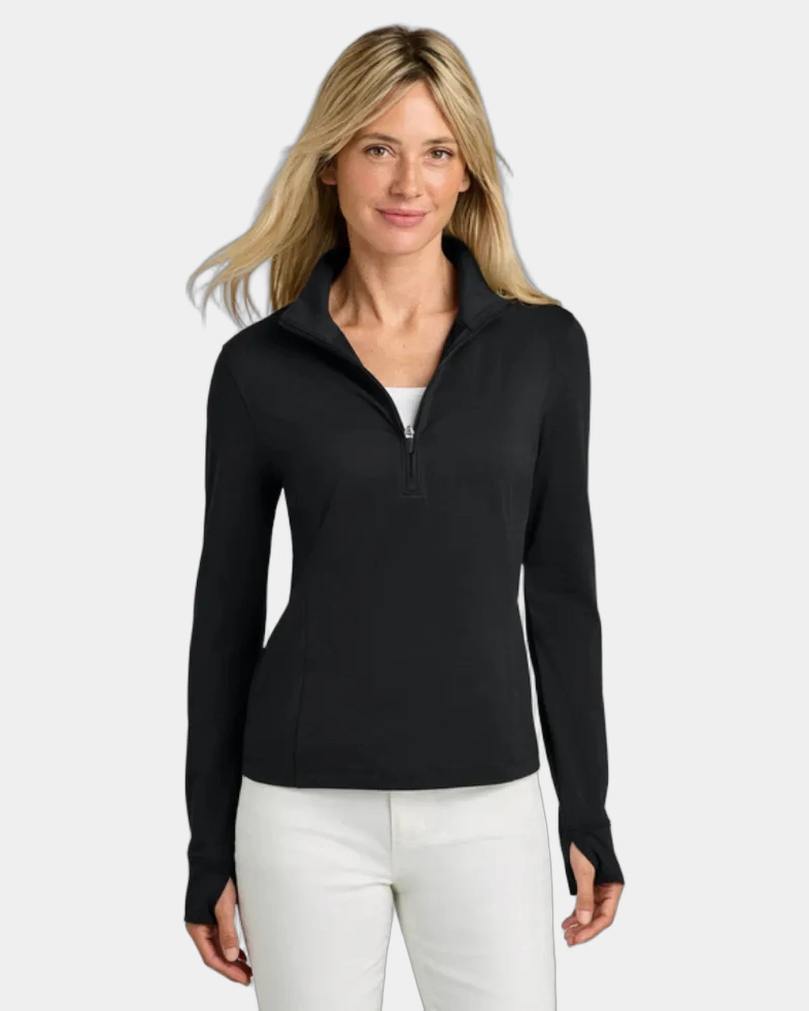 Custom moisture-wicking women's 1/2-zip pullover - Black