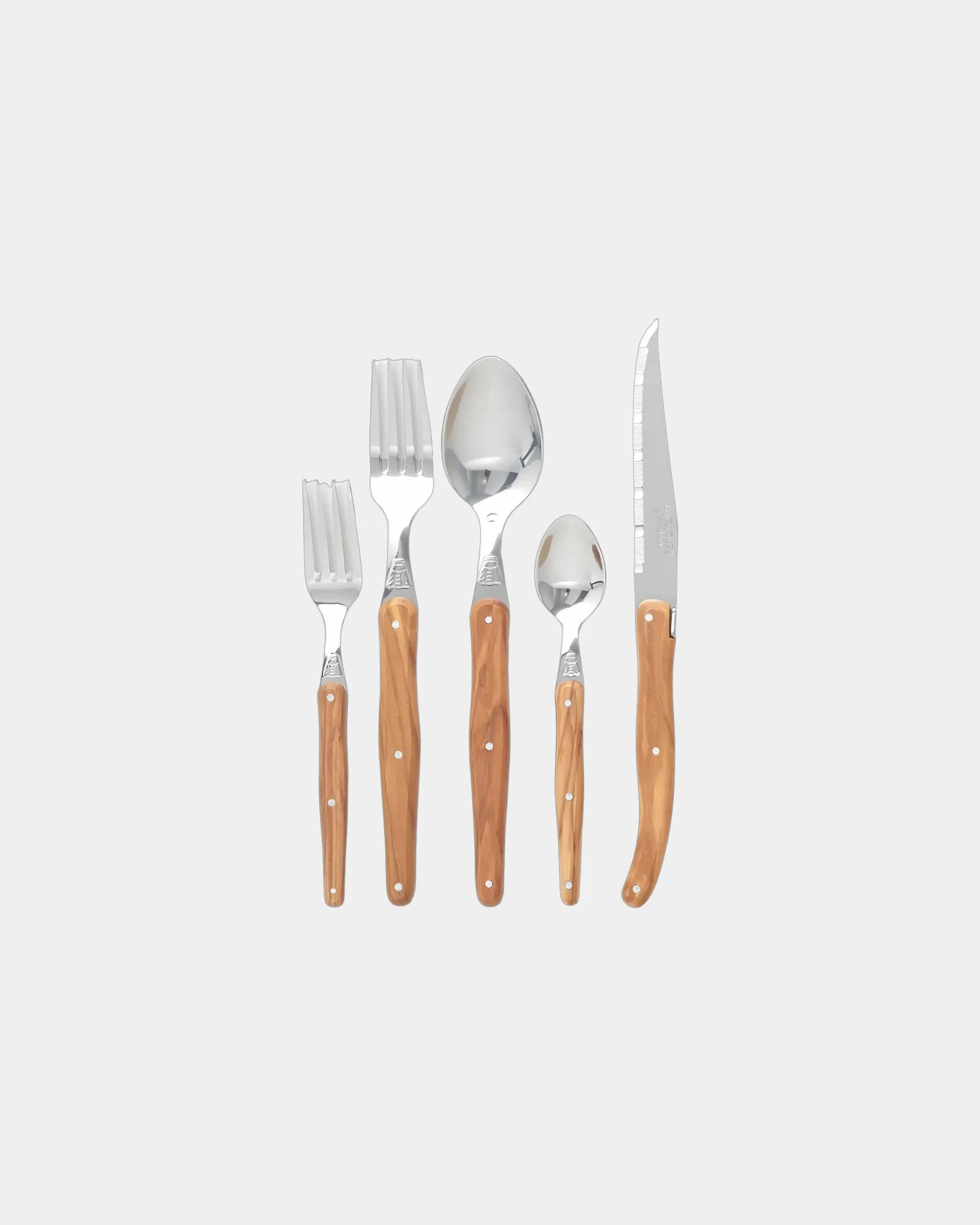 Personalized olivewood Laguiole 20-piece flatware set - 1