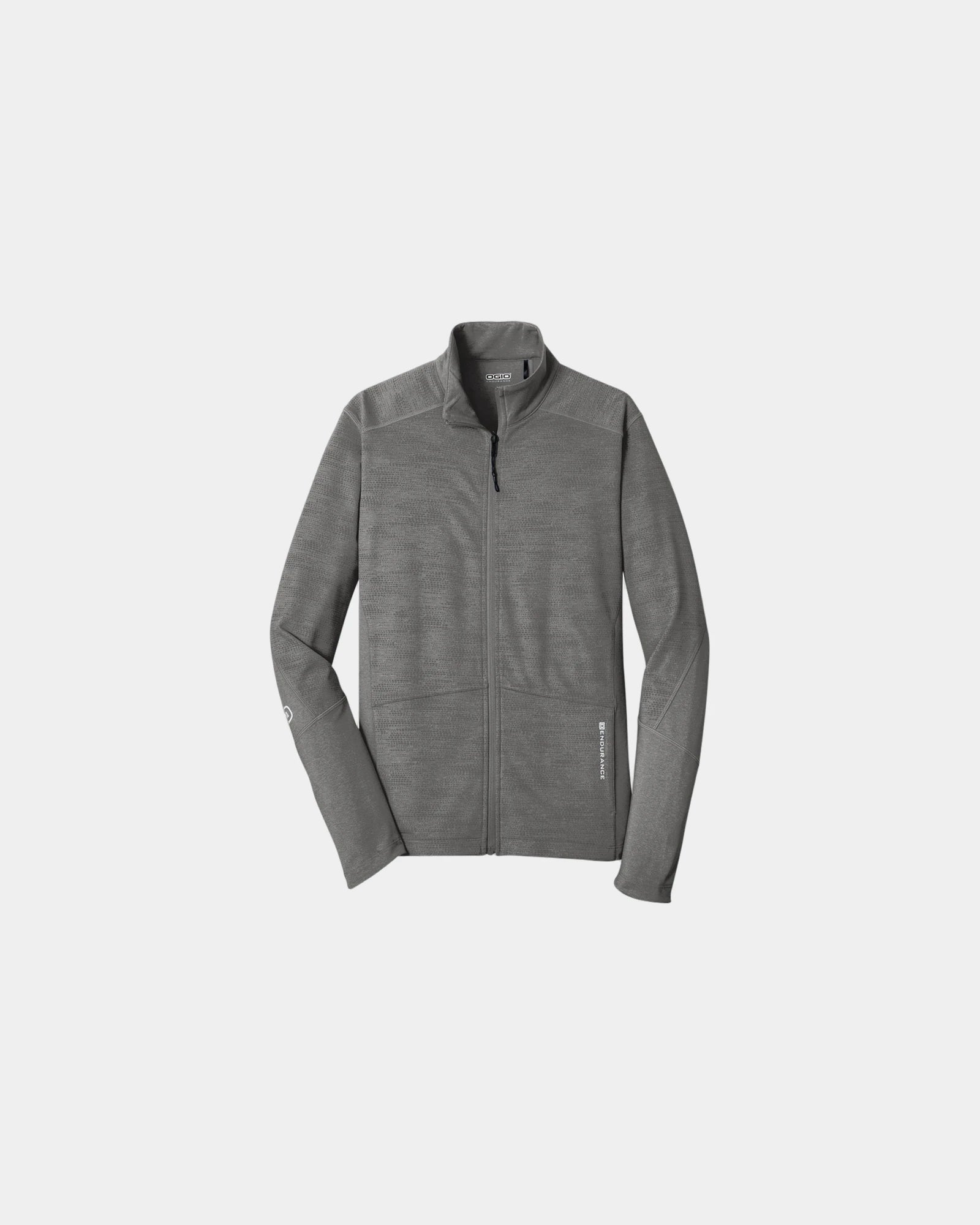 Custom polyester-spandex full-zip jacket with cadet collar - Gray Heather