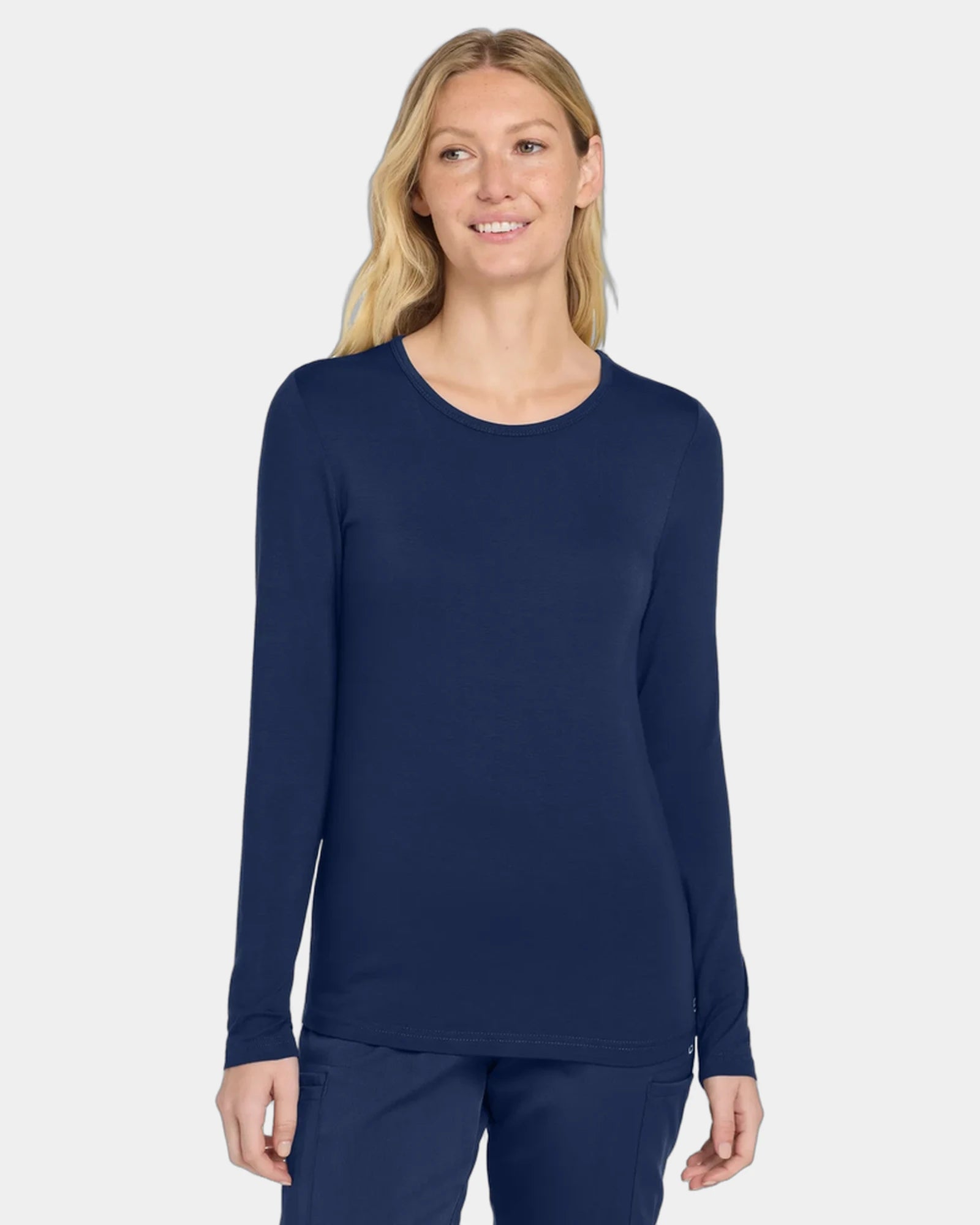 Custom rayon-spandex women's long sleeve layer tee - Navy