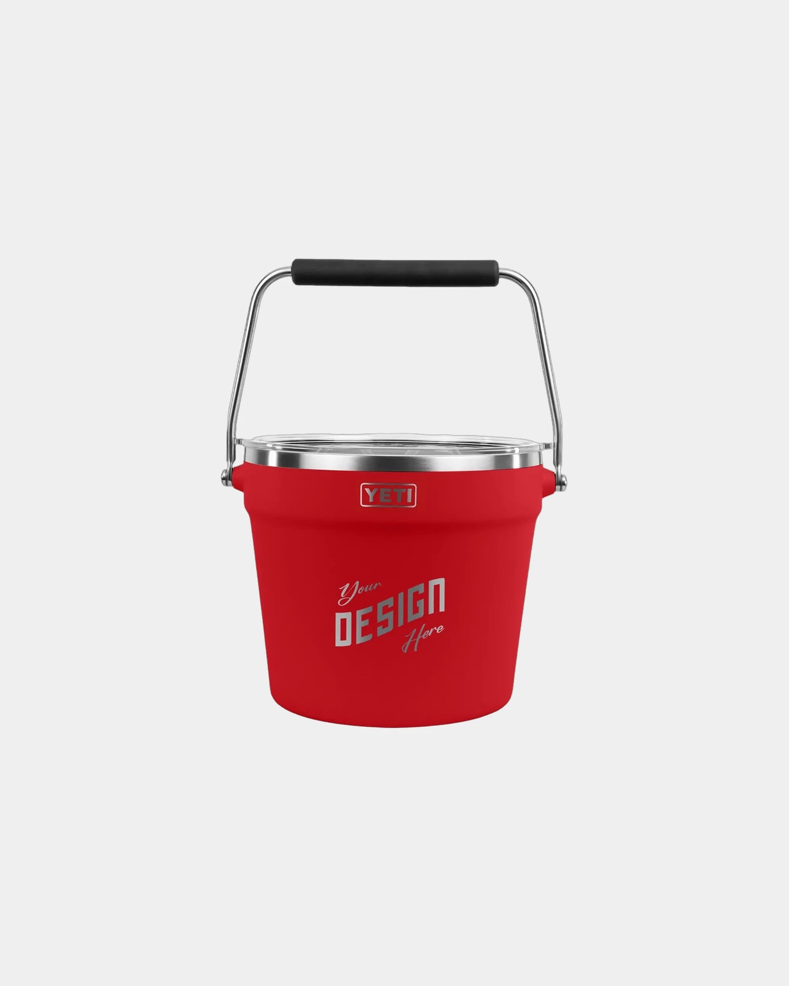 Custom stainless steel Yeti Rambler ice bucket w/ lid - Rescue Red